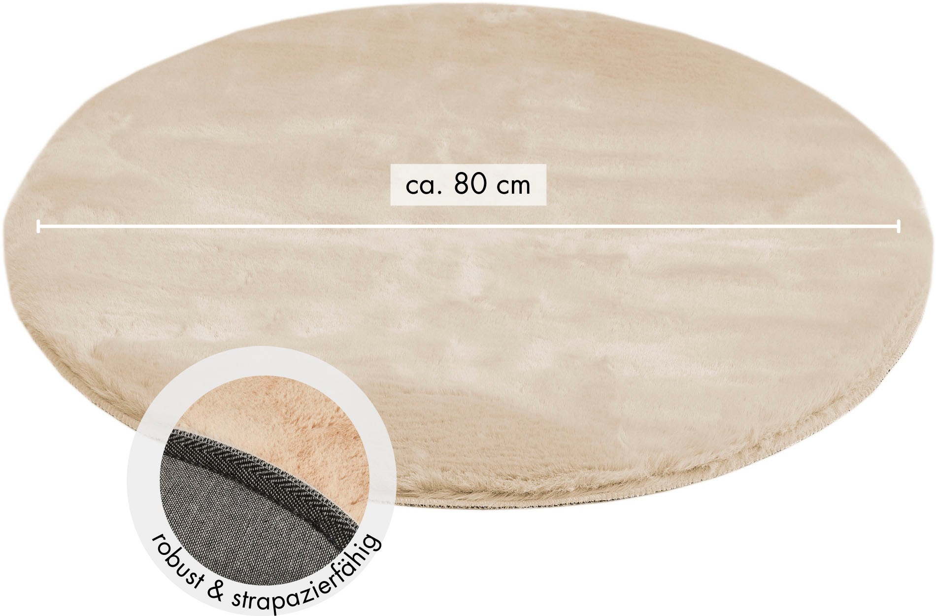 LUXOR living Fellteppich »Novara«, rund, 30 mm Höhe, Kunstfell, Kaninchenfell-Haptik, besonders weicher Hochflor