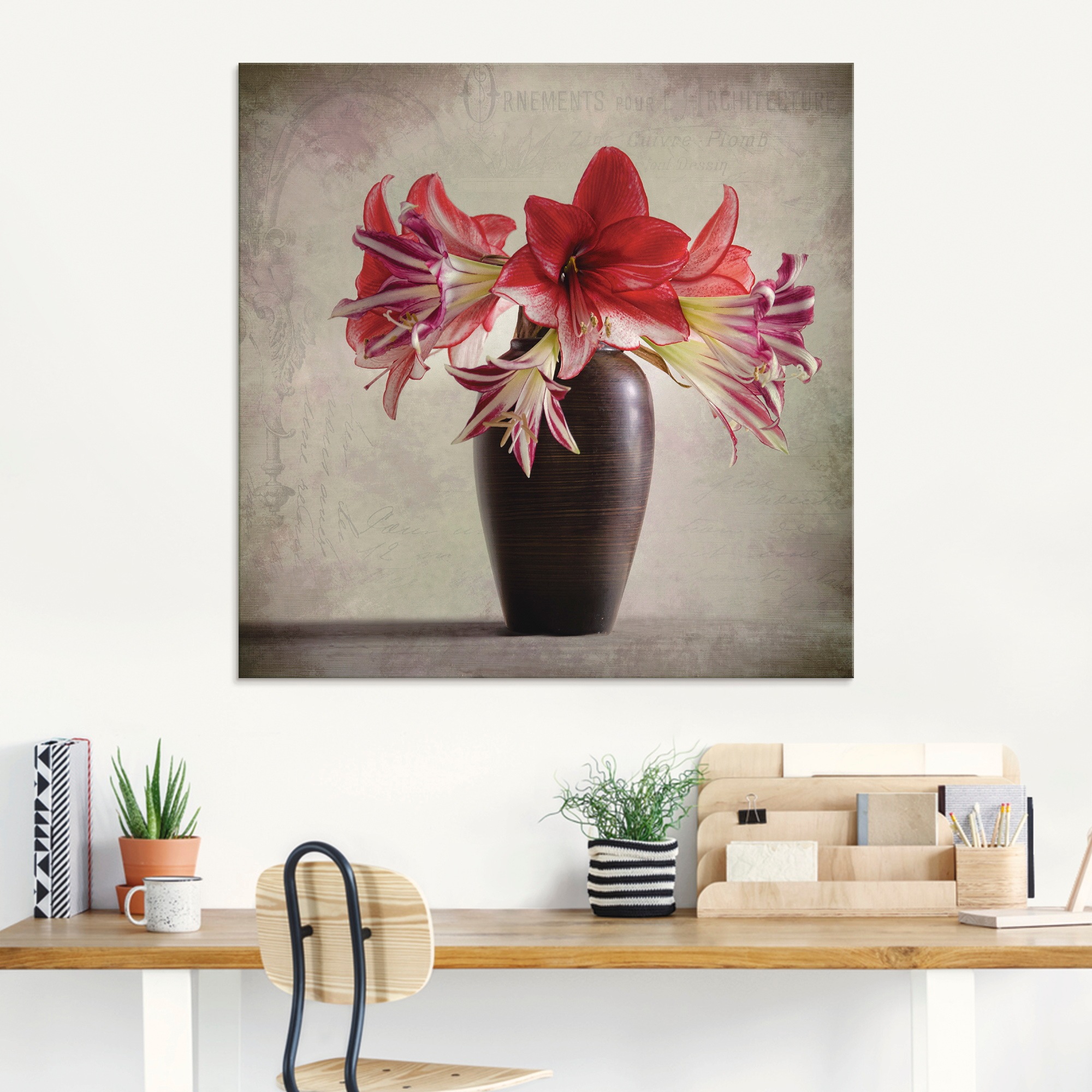 Artland Glasbild »Amaryllis Vintage II«, Blumen, (1 St.), in verschiedenen günstig online kaufen