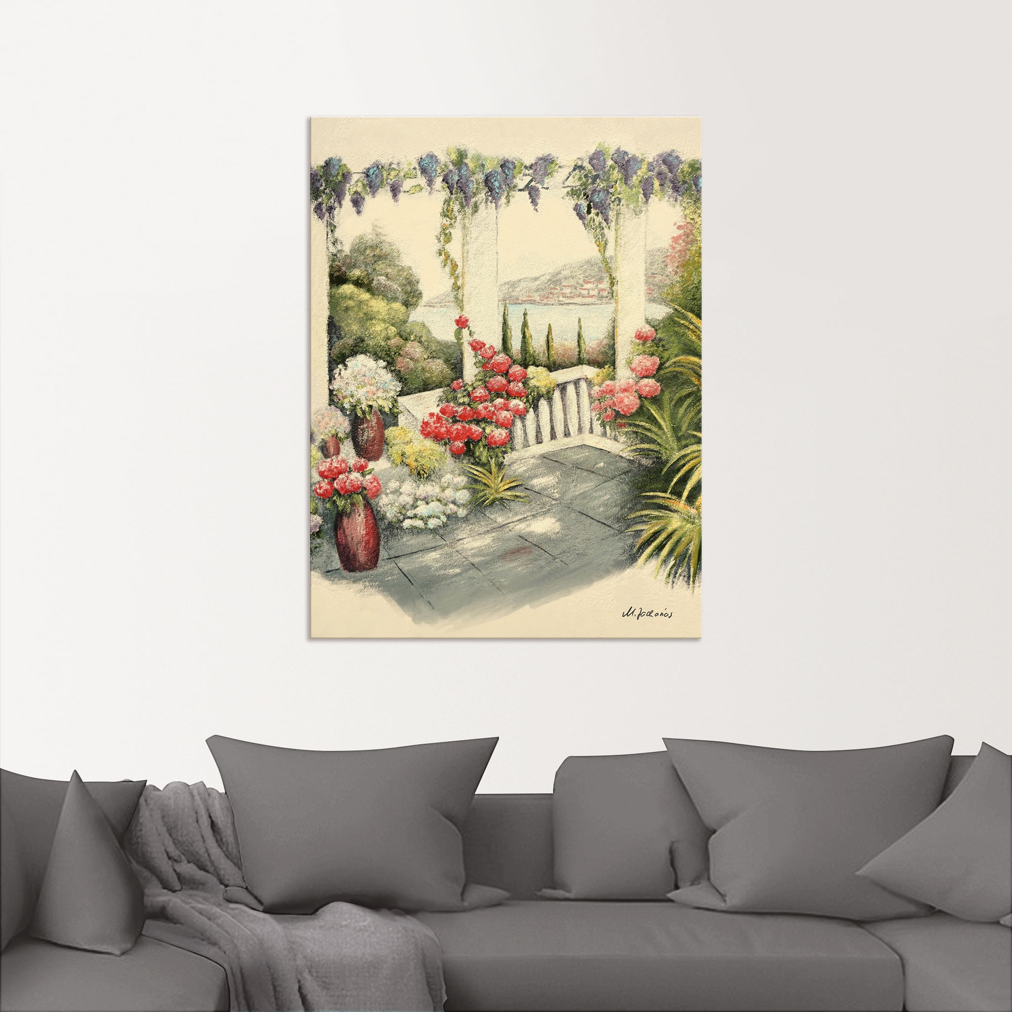 Artland Wandbild »Mediterrane Terrasse«, Fensterblick, (1 St.), als Alubild, Leinwandbild, Wandaufkleber oder Poster in versch. Größen