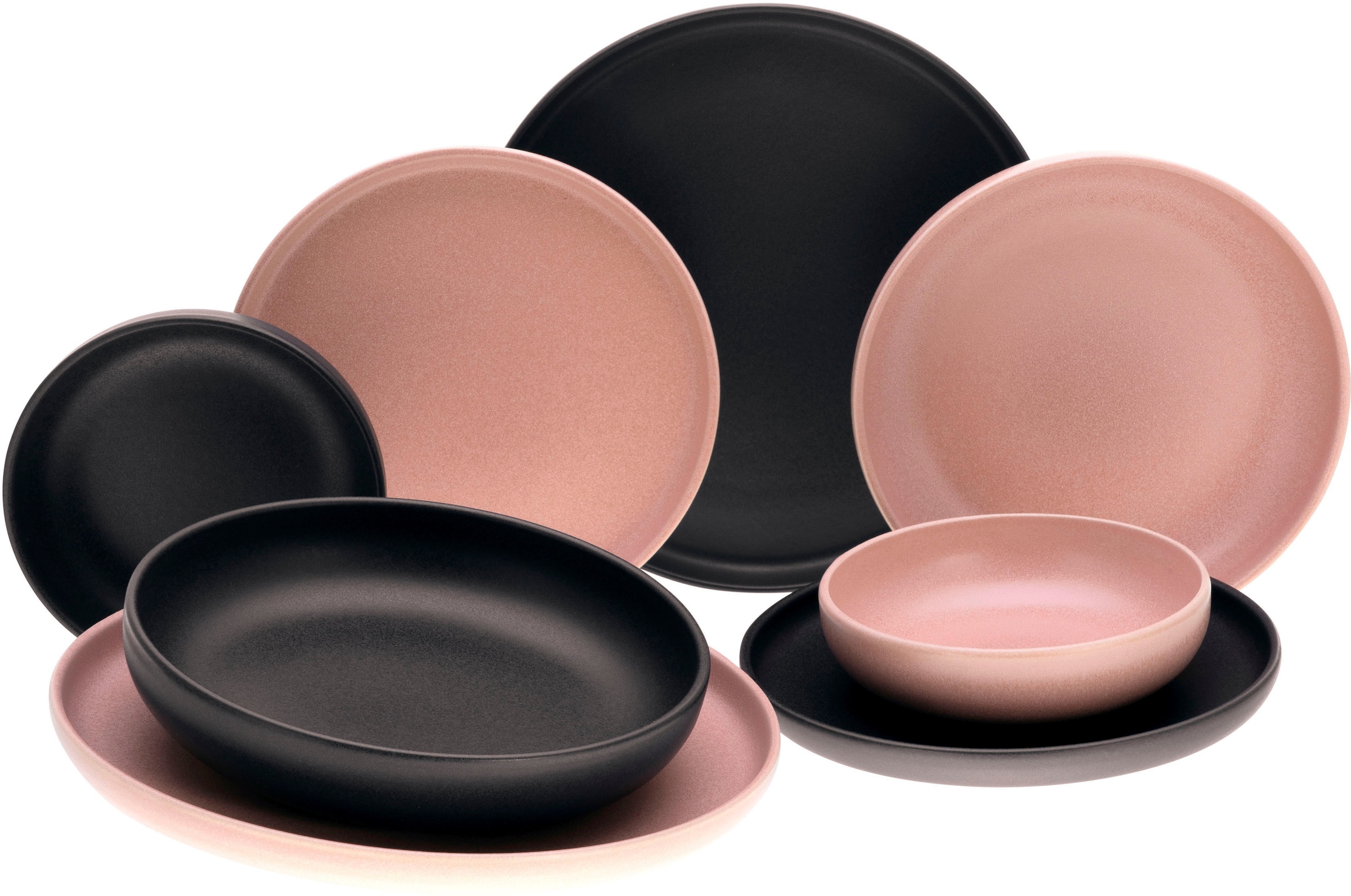 CreaTable Tafelservice »Uno Rusty Rose + seidenmatte bestellen Glasur 8 Black,«, (Set, tlg.)