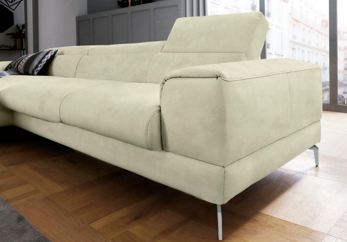 W.SCHILLIG Ecksofa »piedroo, Designsofa mit tollem Sitzkomfort, bequem und elegant, L-Form«, Kopfteilverstellung, wahlweise mit Sitztiefenverstellung, Breite 343cm
