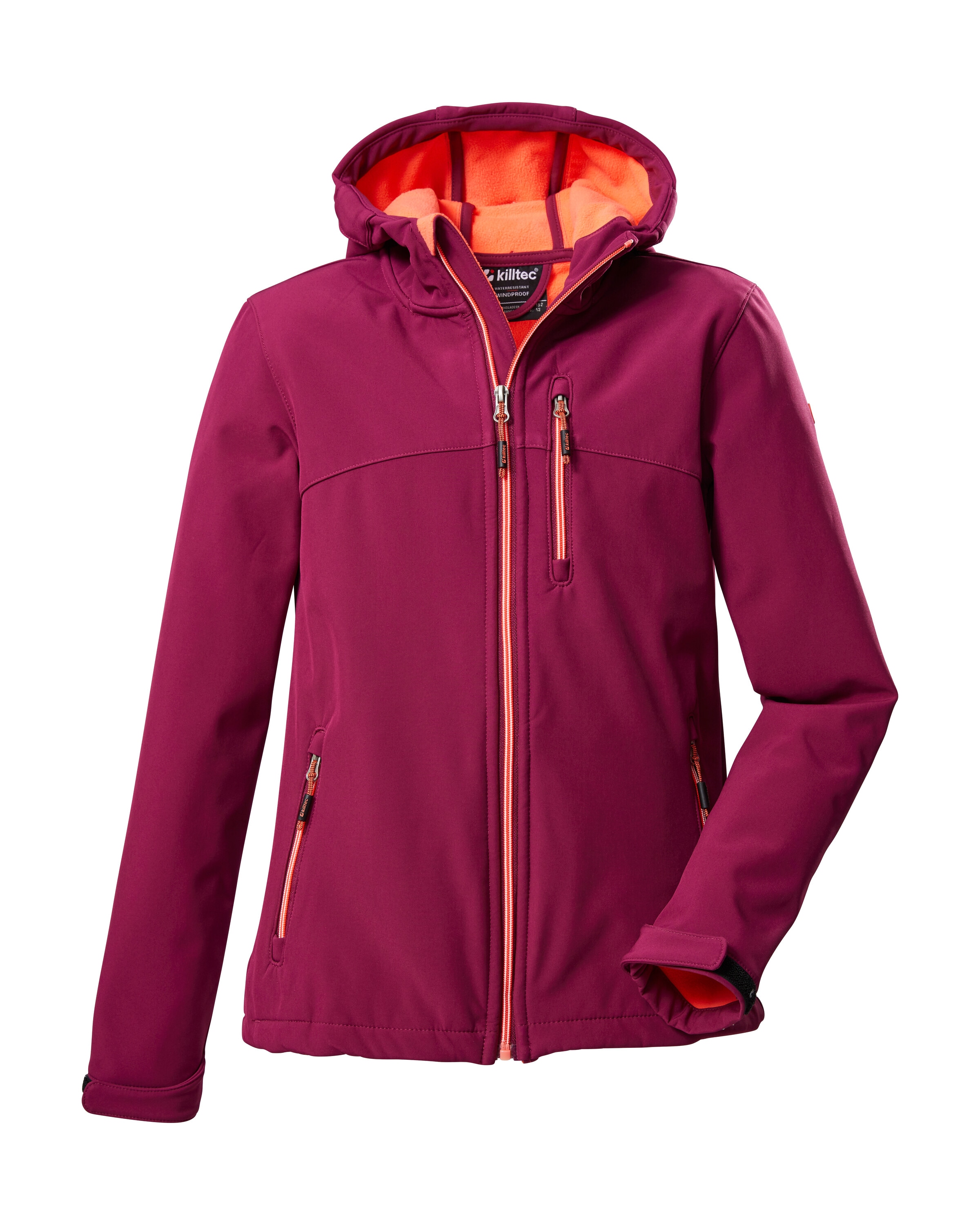 Killtec Softshelljacke »Girls Softshelljacke« Wasserabweisend, verstellbare Kapuze u Ärmel, Fleece-Innenfutter