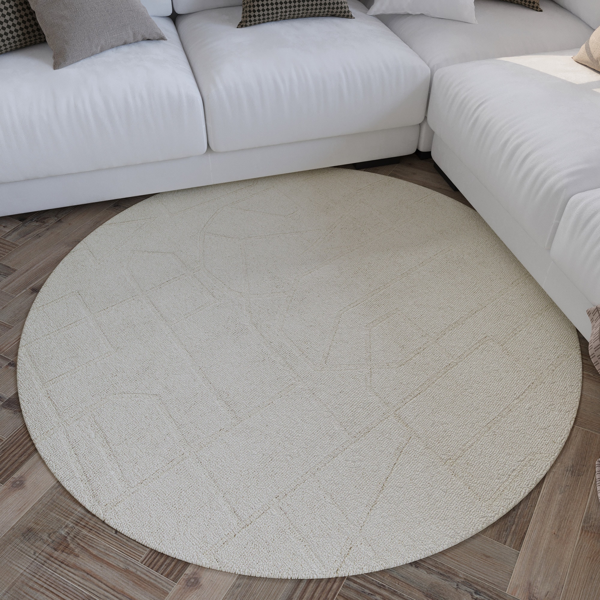 Wecon home Teppich »Hamptons TWENTYEIGHT«, rund, 15 mm Höhe, Kurzflor, Wohnzimmer, Schlafzimmer, elegant, robust, Lineares Design