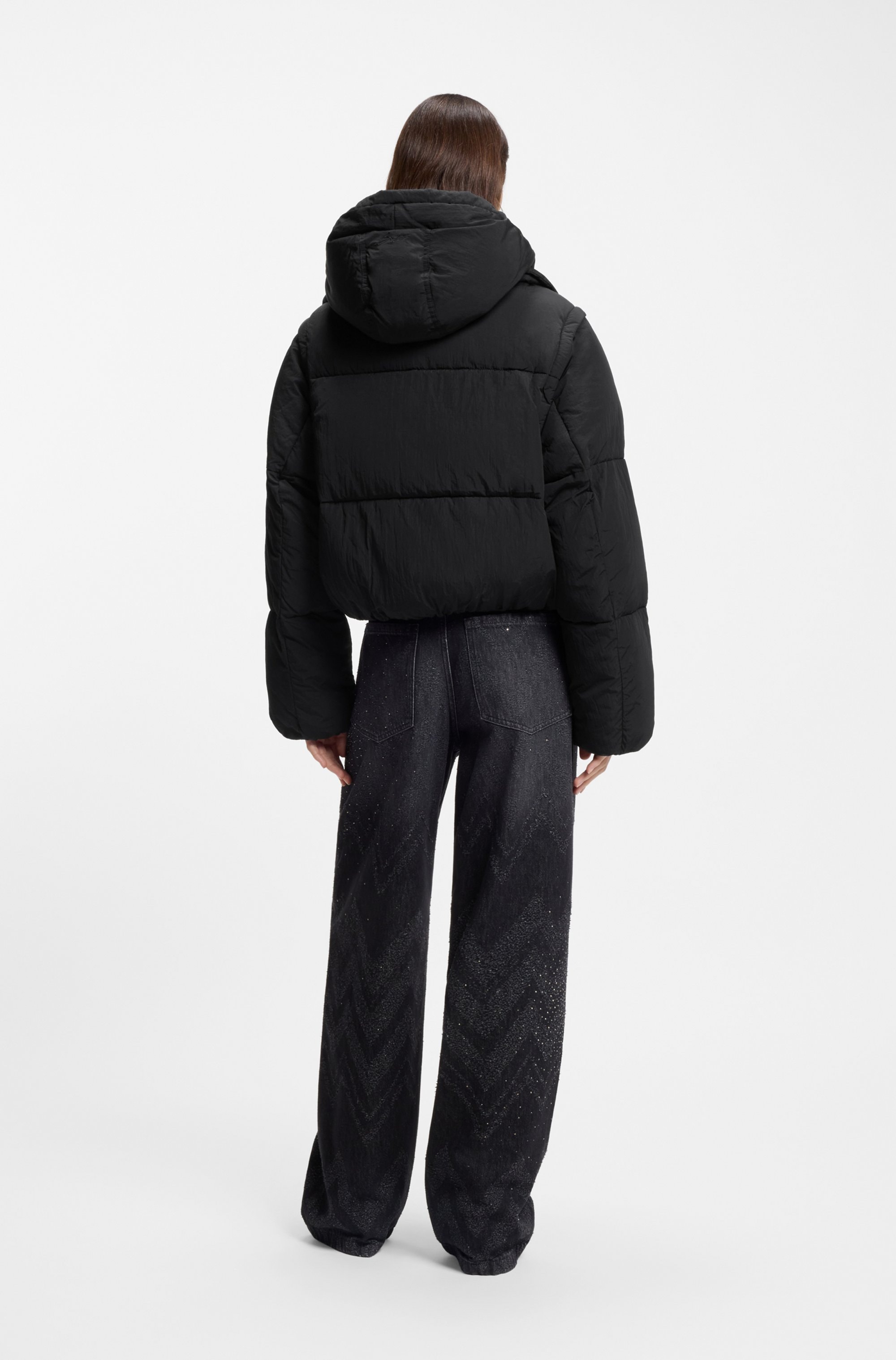 BOSS ORANGE Steppjacke »Polala Premium Damenmode«, (2 St.), mit Kapuze, mit abnehmbaren Ärmeln und Schal