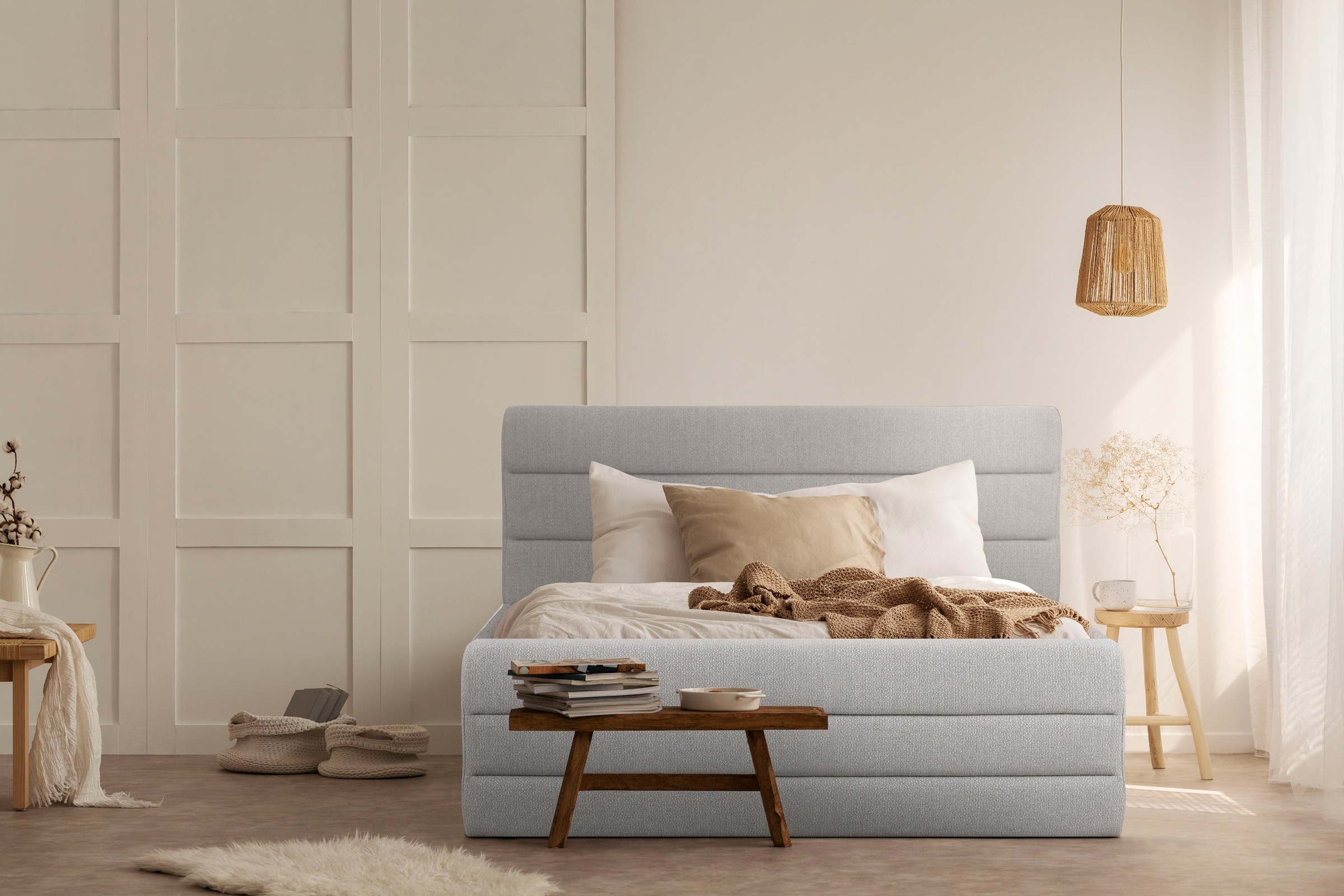 OTTO products Polsterbett "Merrit" Quernaht im Kopf- und Fußteil, in 5 Brei günstig online kaufen