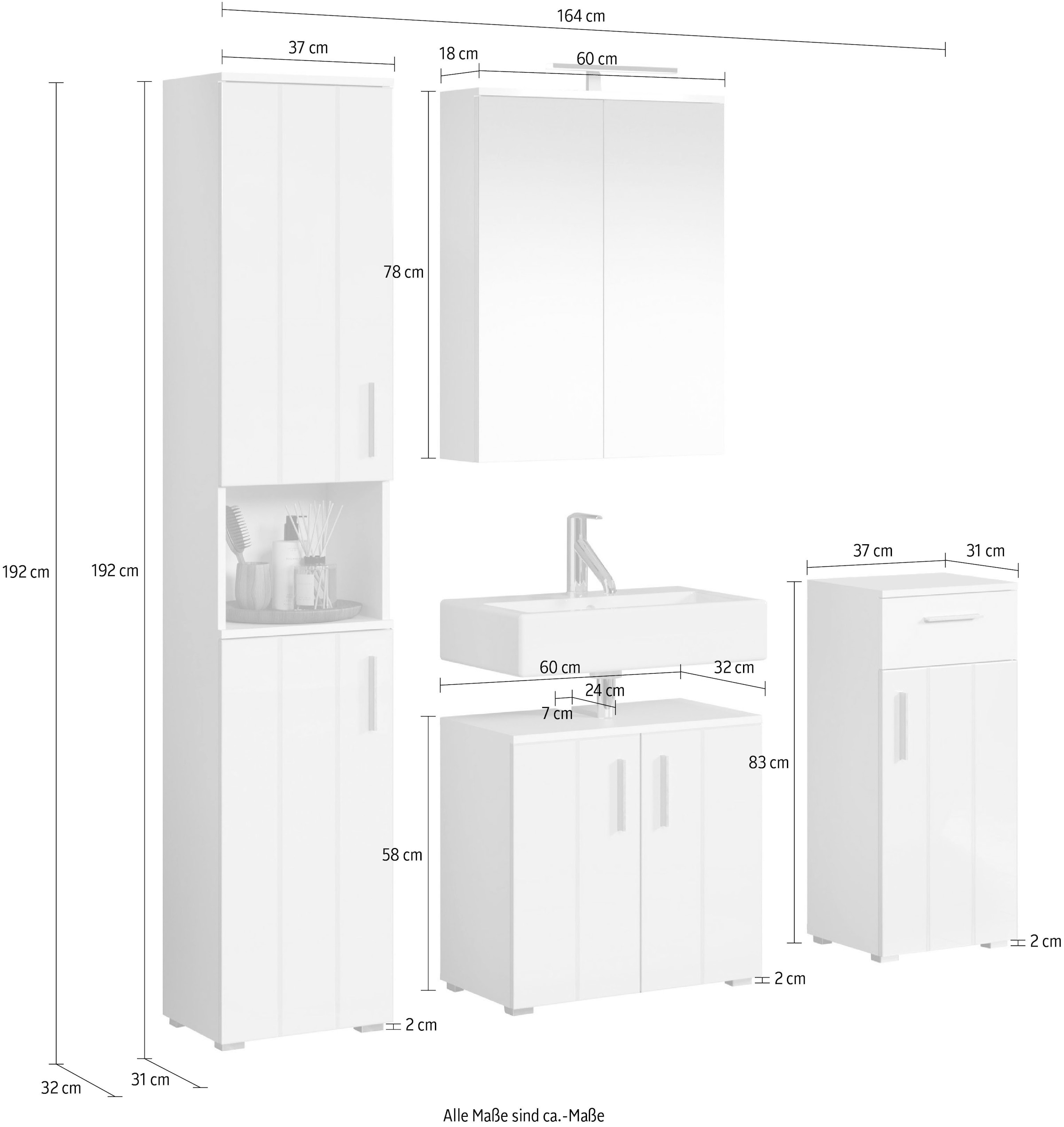 welltime Badezimmer-Set »Prag« Set, 4 Stk. tlg.