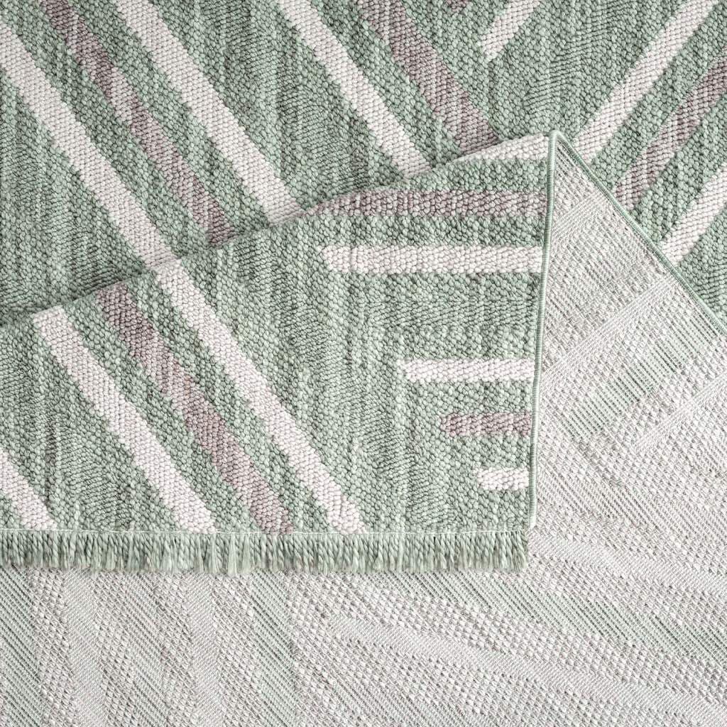 Carpet City Teppich »LINDO 7590«, rechteckig, 11 mm Höhe, Kurzflor, Hochtief-Muster/ 3D-Effekt, Fransen, Boho-Stil, Wohnzimmer