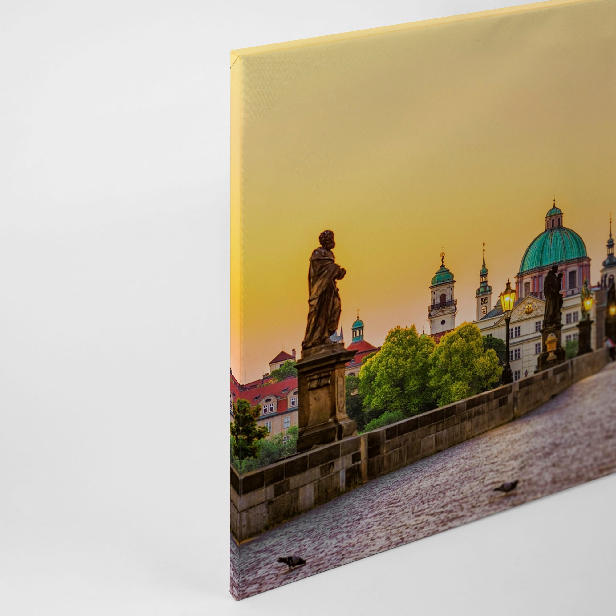 A.S. Création Leinwandbild »Charles Bridge«, Kunst-Gemälde-Kinder, (1 St.), Brücke Großstadt Keilrahmen Bild Prag Leinwand-Bild Wohnzimmer modern
