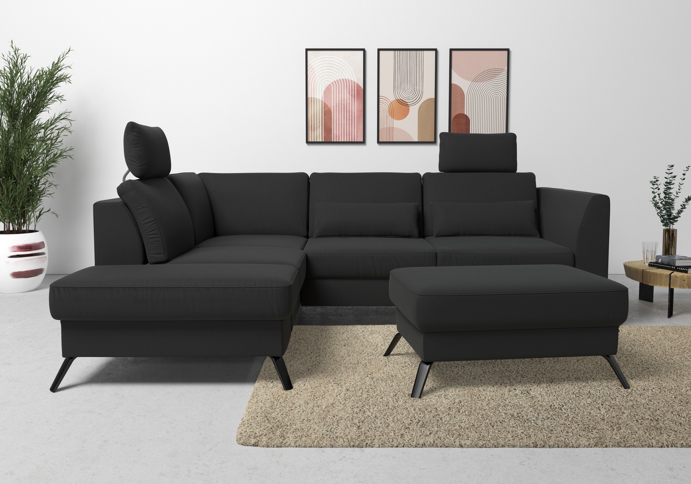 sit&more Ecksofa »Olsen L-Form«, inklusive Sitztiefenverstellung, wahlweise mit Bettfunktion, 15cm hoch