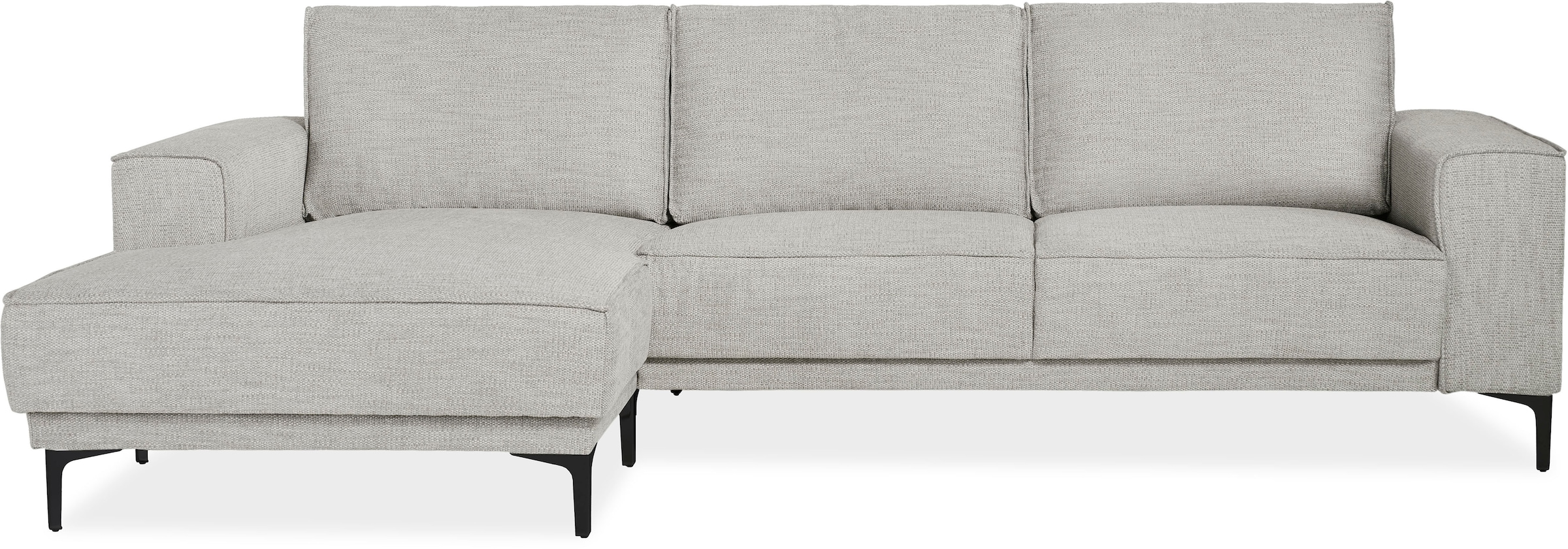 Places of Style Ecksofa »Polsterecke Oland, Struktur, Flachgewebe, Luxus-Microfaser, Boucle«, L-Form, 280 cm, Wellenunterfederung, Skandi-Design, Metallfüße