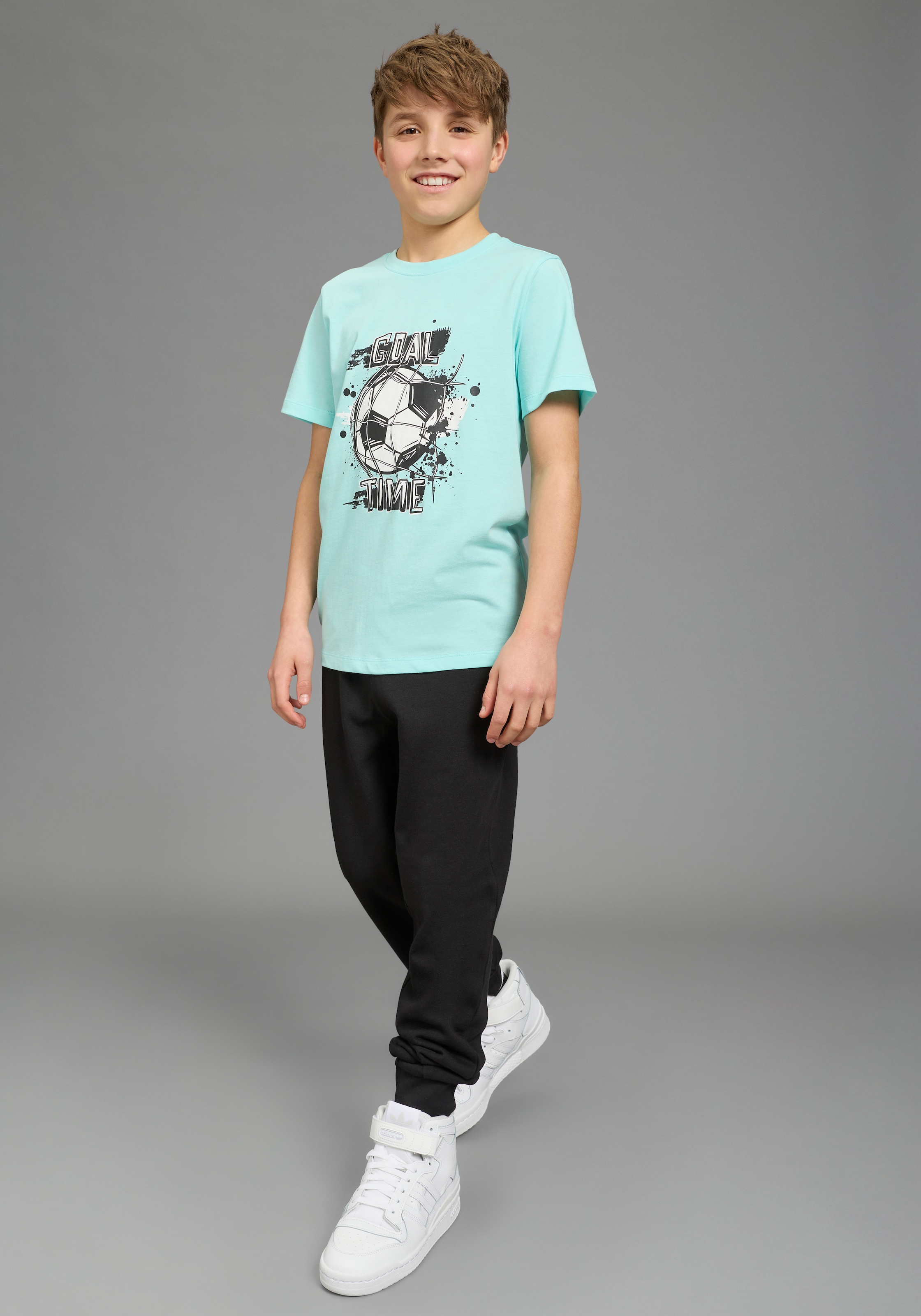 KIDSWORLD T-Shirt »Shirt mit Fußballmotiv: GOAL TIME« für Jungen, Kurzarm, Rundhalsausschnitt