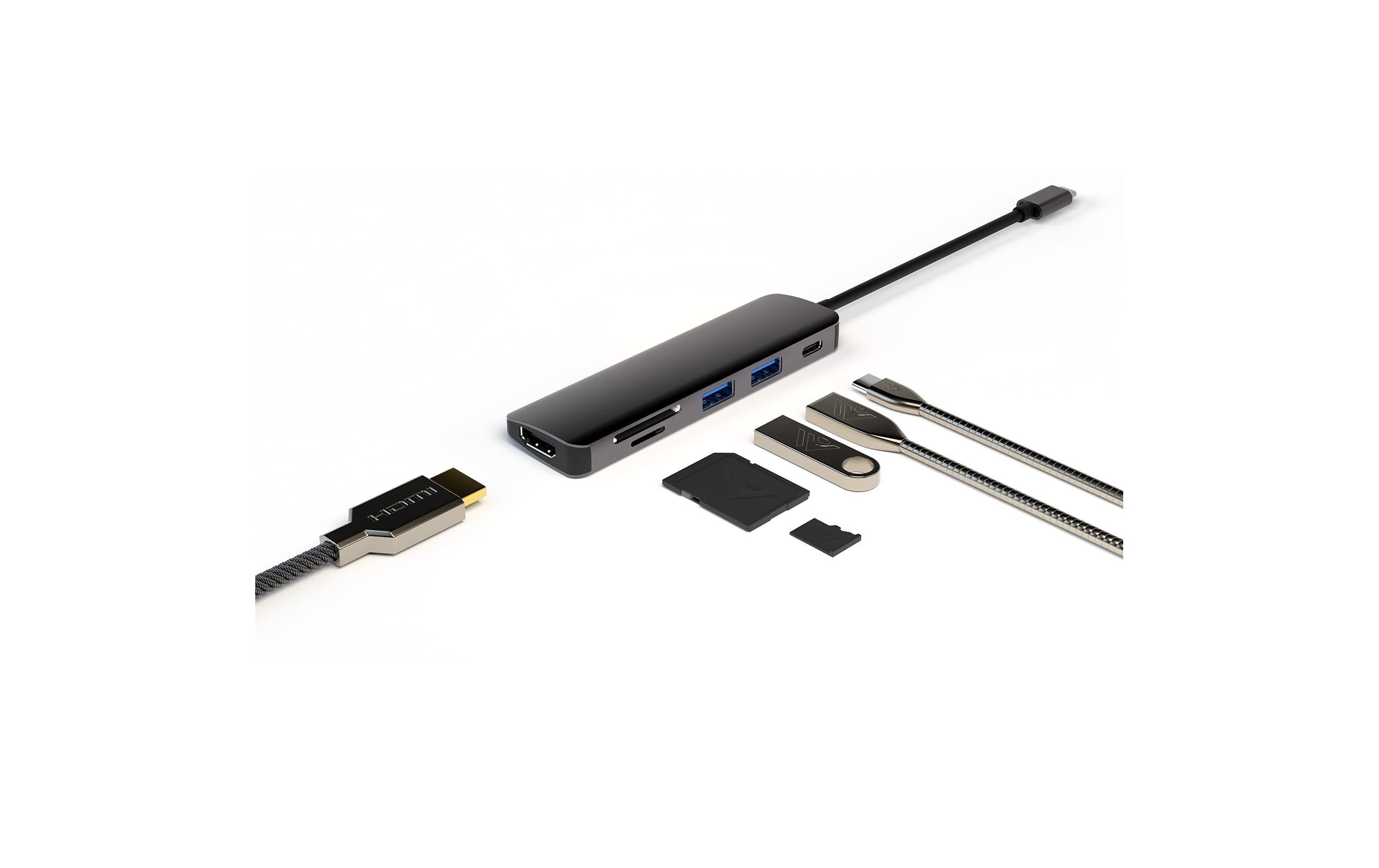 4smarts Laptop-Dockingstation »6in1 Hub USB-C – HDMI/USB-A/SD/PD«