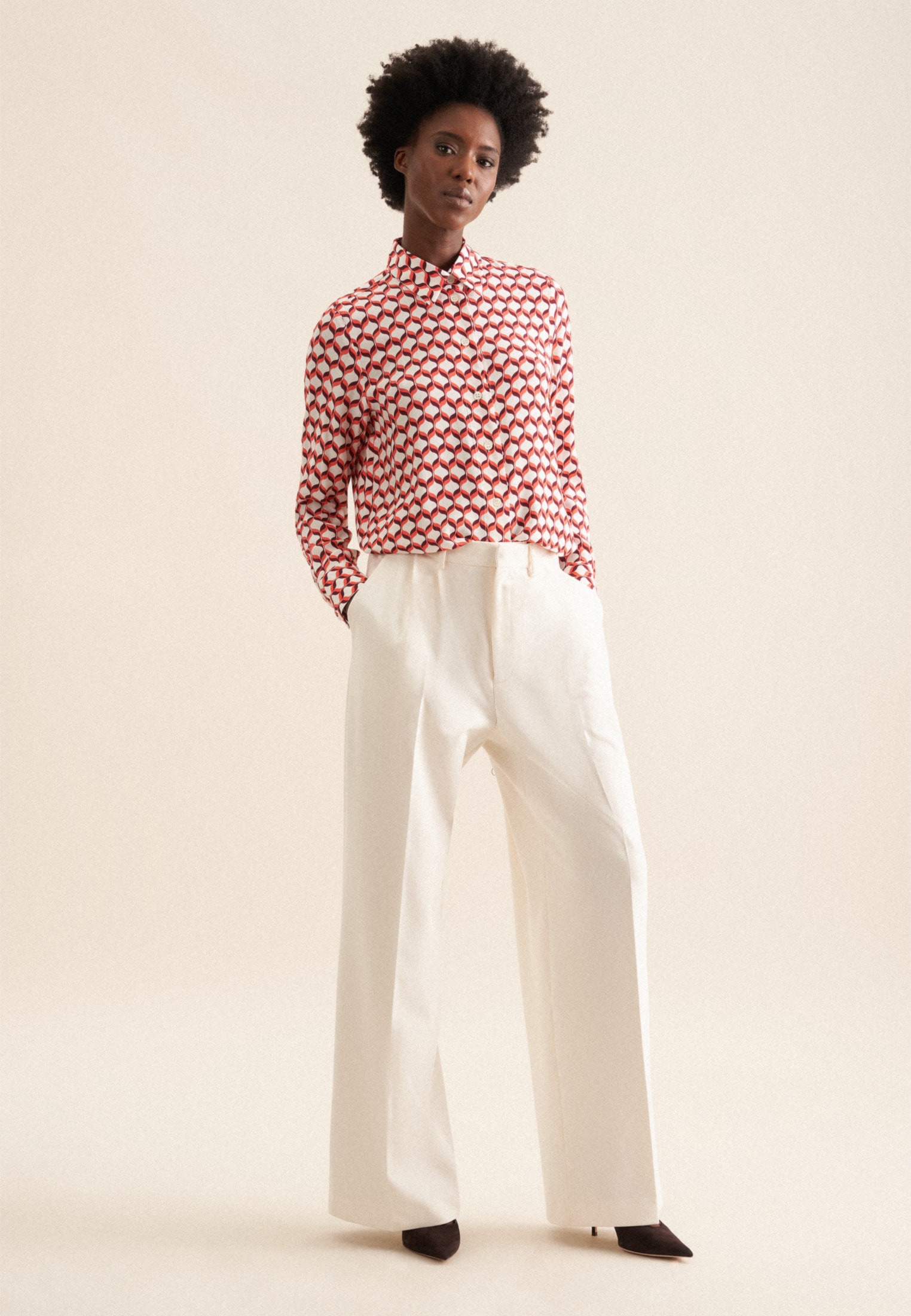 seidensticker Hemdbluse »Schwarze Rose« Langarm Kragen Geometrische Muster