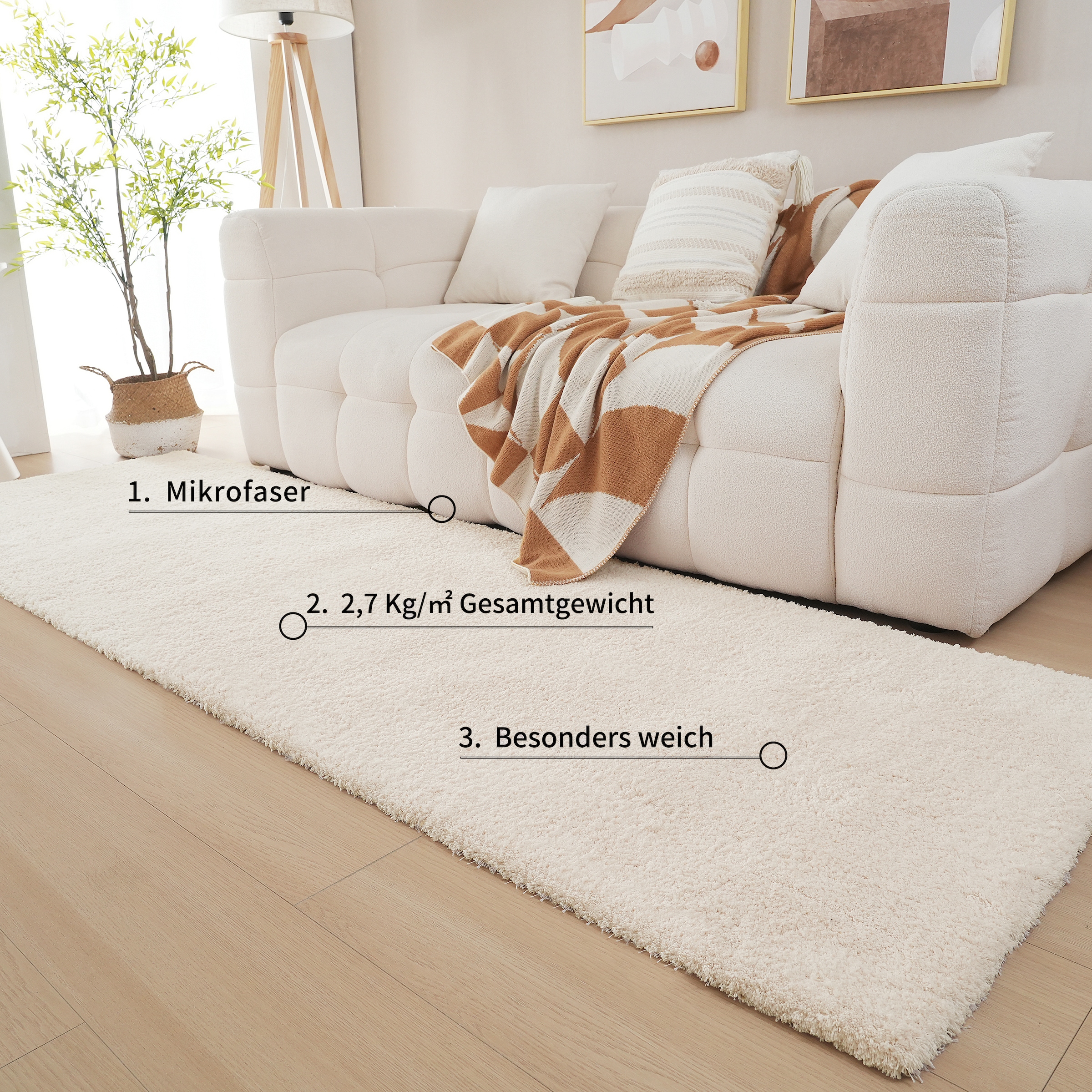 OTTO home Hochflor-Läufer »Microfaser Teppich Magong, besonders weich, sehr feiner Flor« rechteckig 30 mm Höhe uni Teppiche, Wohnzimmer, Schlafzimmer, Kinderzimmer, Flur, Brücke