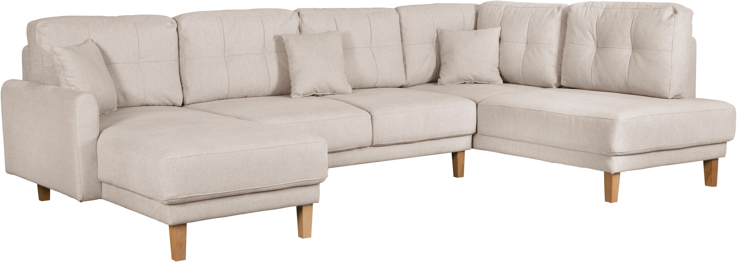 Home affaire Wohnlandschaft »TRIPLO U-Form wahlweise mit Schlaffunktion, B/T/H: 310/192/90 cm«, Schlafsofa, auch mit Bettkasten, Steppung im Rückenkissen