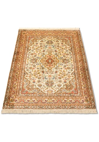 Teppich »Kaschmir Seide Teppich handgeknüpft beige«, rechteckig