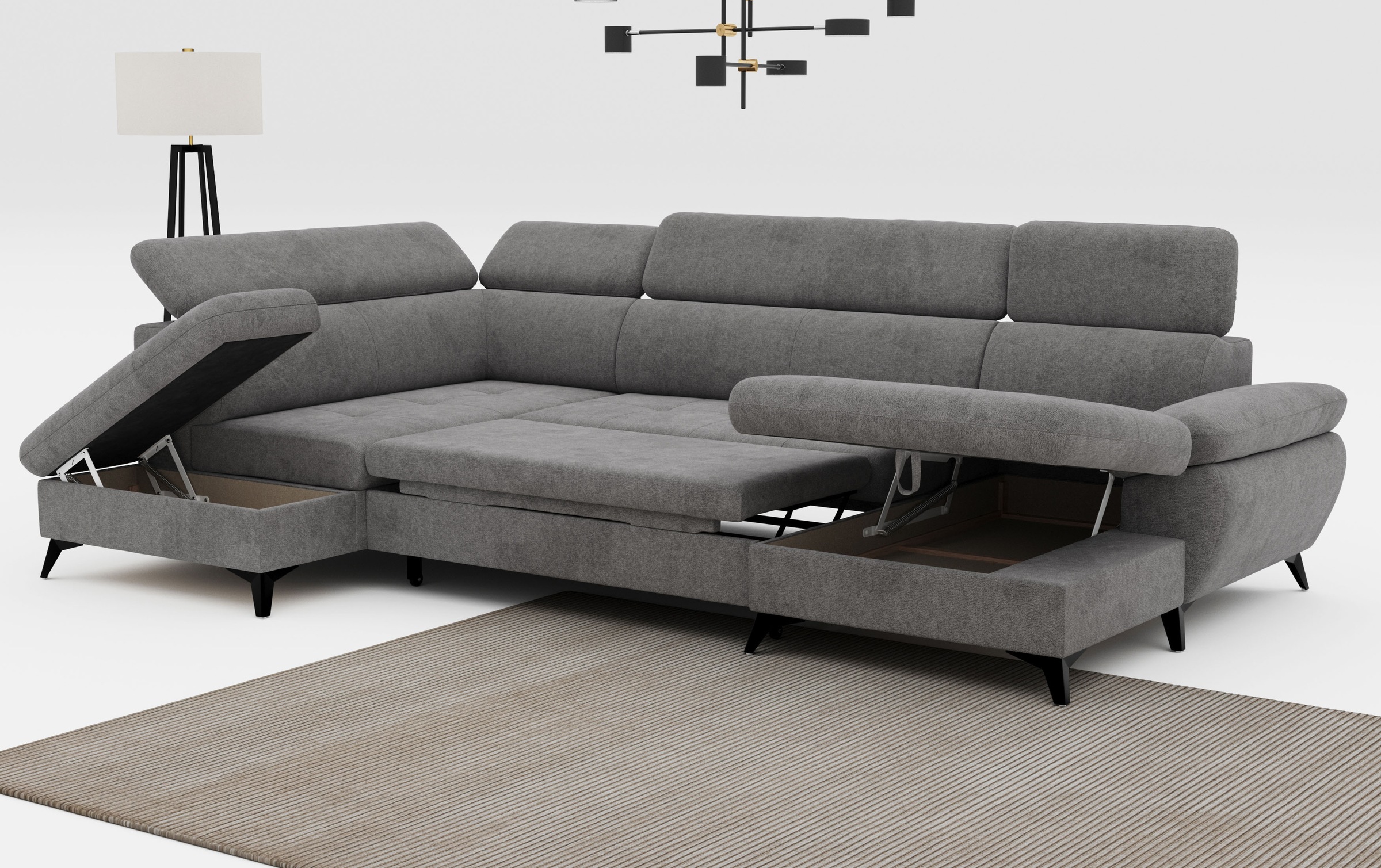 COTTA Wohnlandschaft »Hudson U-Form«, mit Kopfteilverstellung, wahlweise mit Bettfunktion & Bettkasten
