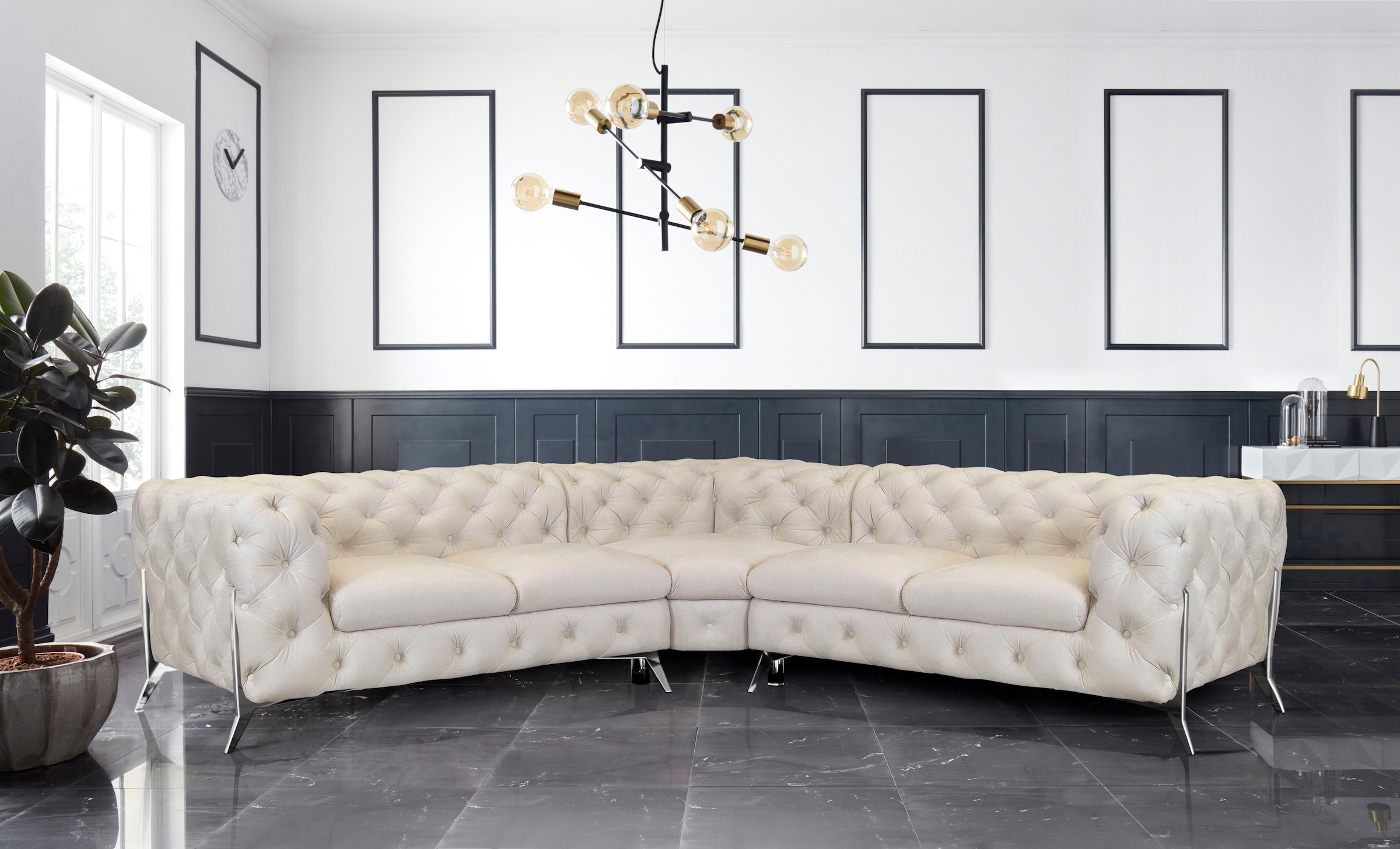 Home affaire Chesterfield-Sofa »Amaury L-Form« Chesterfield-Optik, Breite/T günstig online kaufen