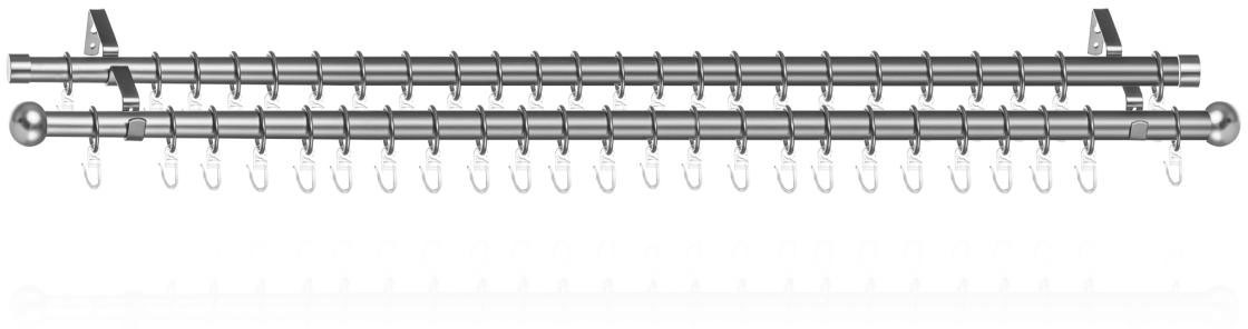 LICHTBLICK ORIGINAL Gardinenstange »Gardinenstange Kugel, 20 mm, ausziehbar, 2 läufig 130 - 240 cm Chrom«, 2 läufig-läufig, ausziehbar, Zweiläufige Vorhangstange mit Ringen für Gardinen und Stores.