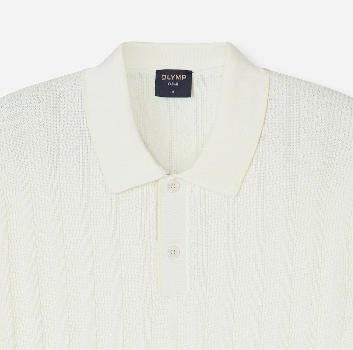 OLYMP Kurzarmshirt mit Flecht-Muster und Polokragen, Strick