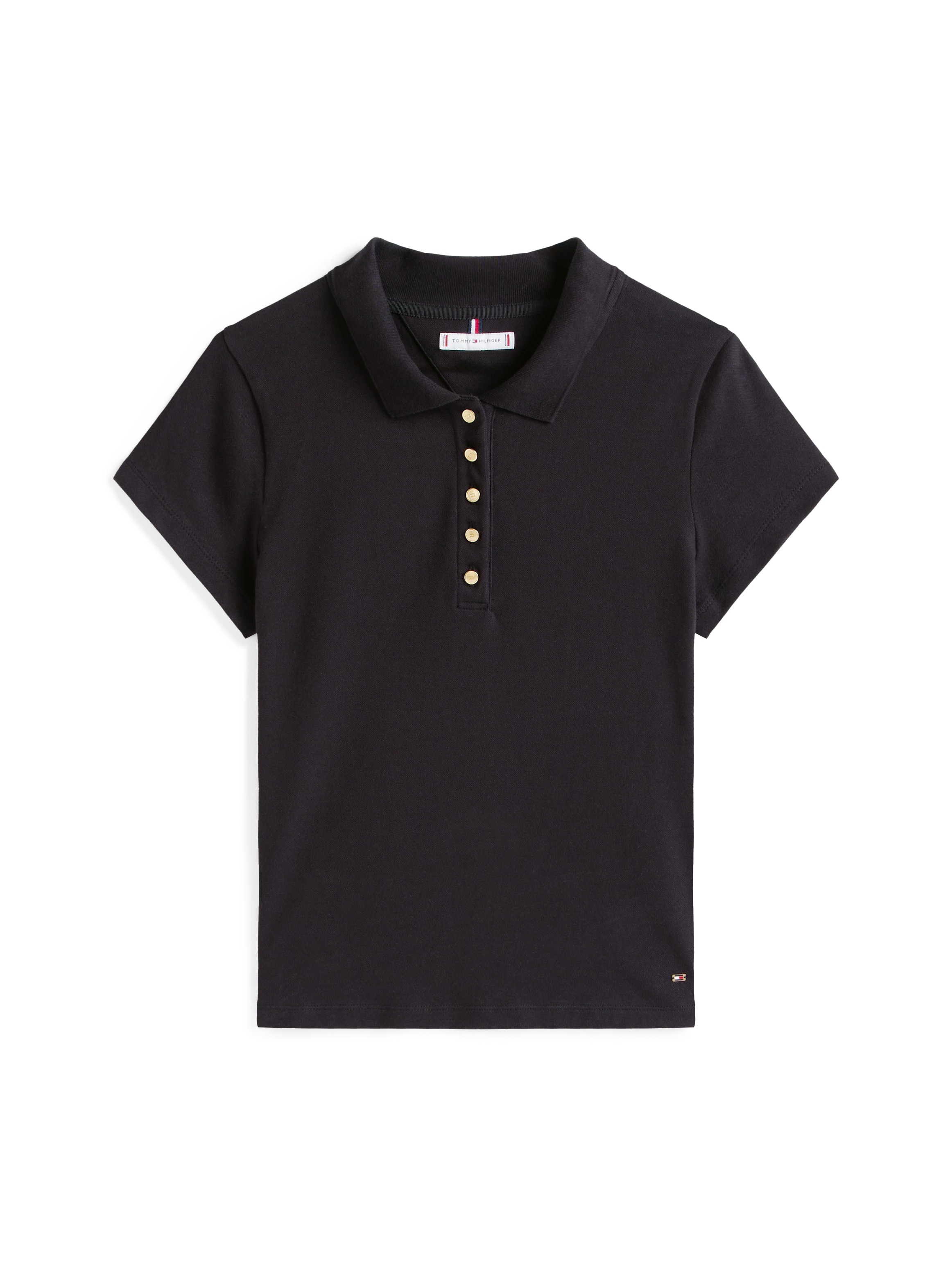 Tommy Hilfiger Poloshirt »GOLD BUTTON SLIM SS POLO«, mit goldfarbenen Knopf