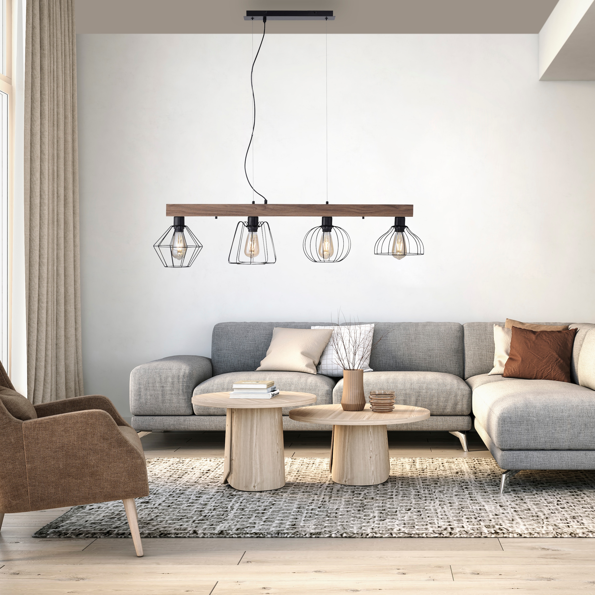 JUST LIGHT Pendelleuchte »KASKA«, 4 flammig, Leuchtmittel E27 | ohne Leuchtmittel, ExklusiveE27