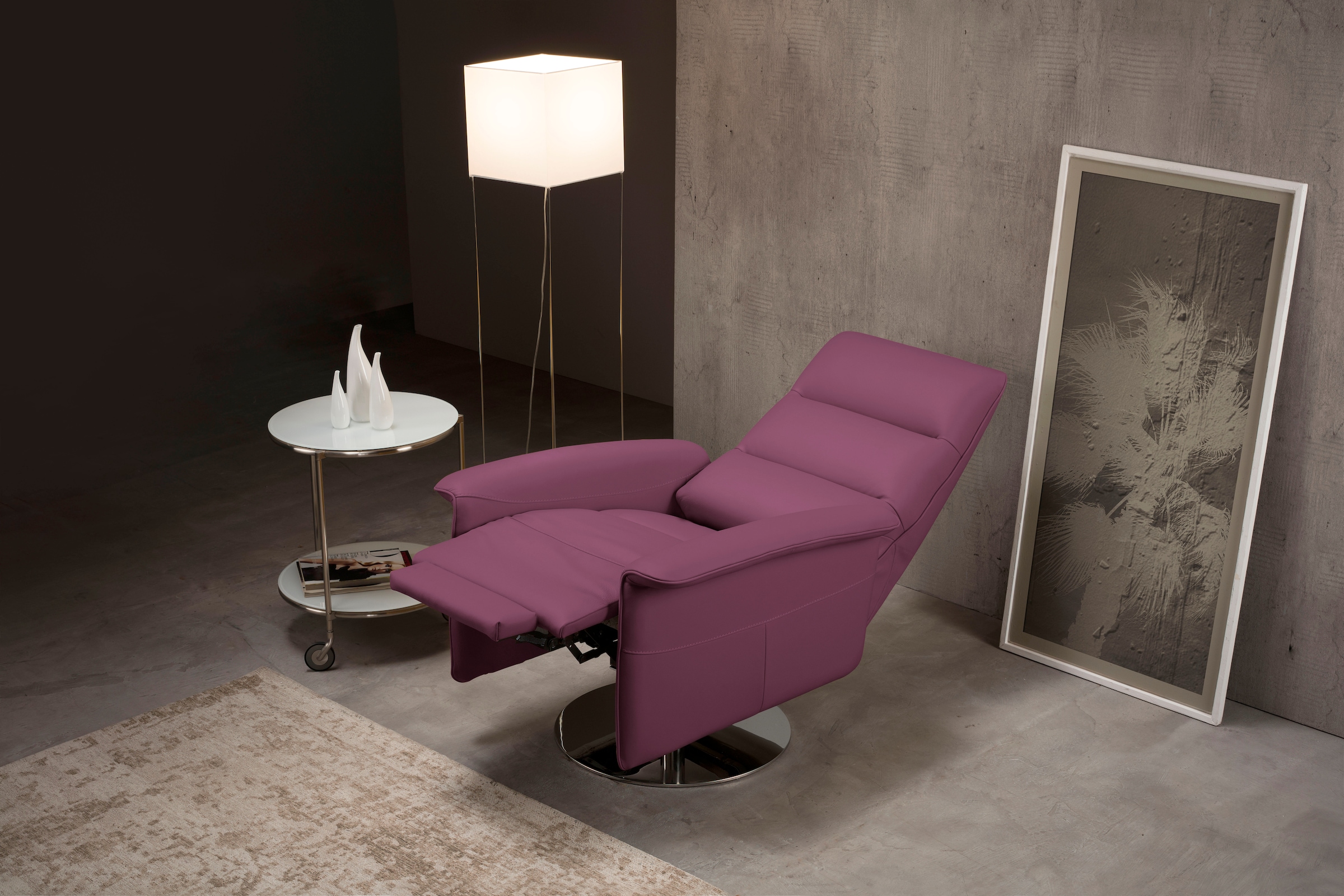 Egoitaliano Sessel »Kelly Designsessel«, drehbar, manuelle Relaxfunktion mit Push-Back-Mechanismus
