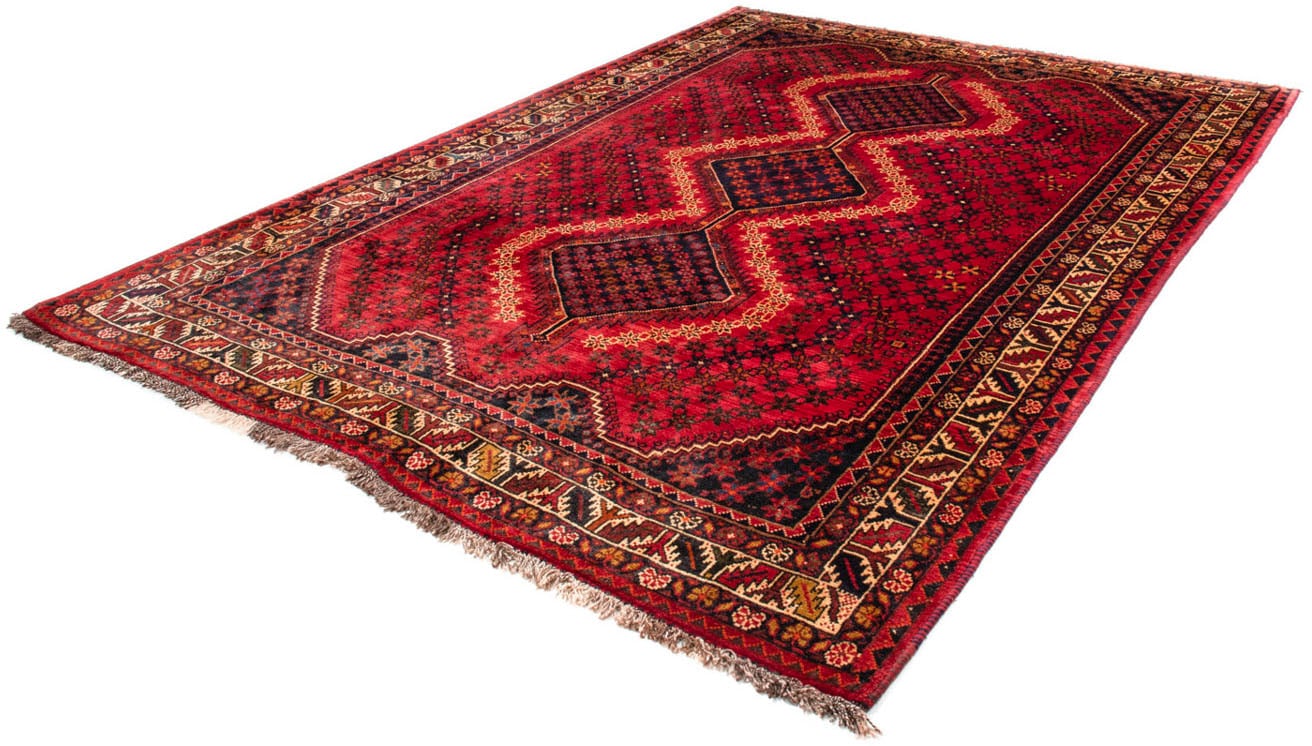 Wollteppich „Shiraz Medaillon Rosso 298 x 208 cm“, rechteckig, Unikat mit Zertifikat Rot 10 mm B/L: 208 cm x 298 cm – 10 mm