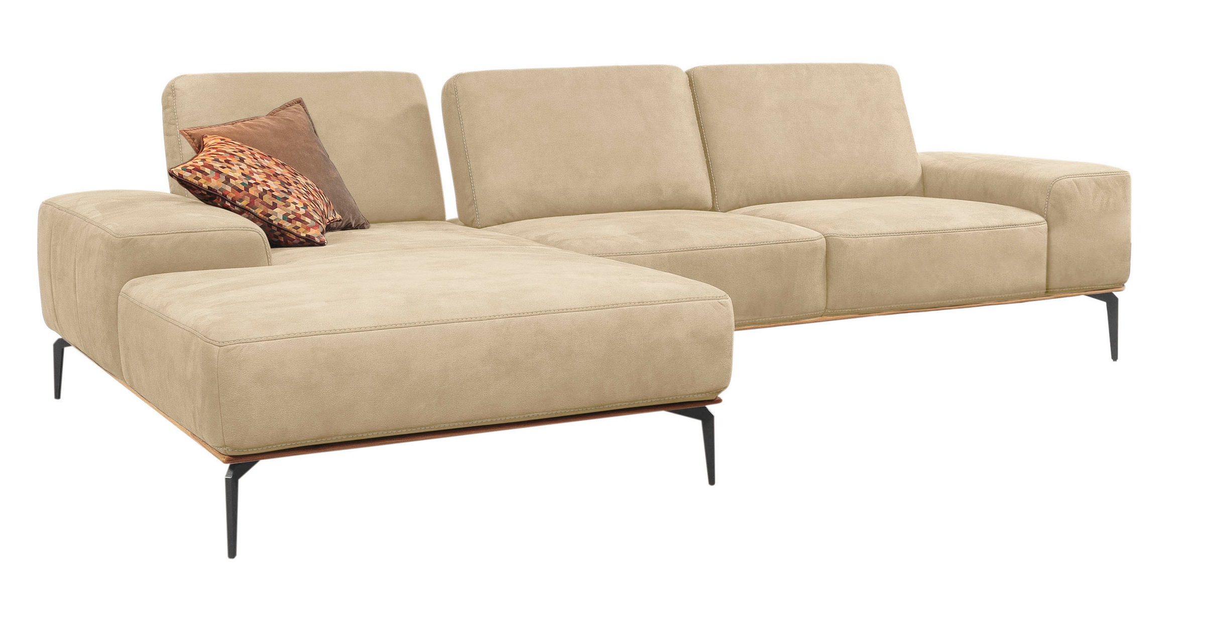 W.SCHILLIG Ecksofa »run, Designsofa mit tollem Sitzkomfort, bequem, L-Form«, mit Holzsockel, Füße in Schwarz pulverbeschichtet, Breite 319 cm