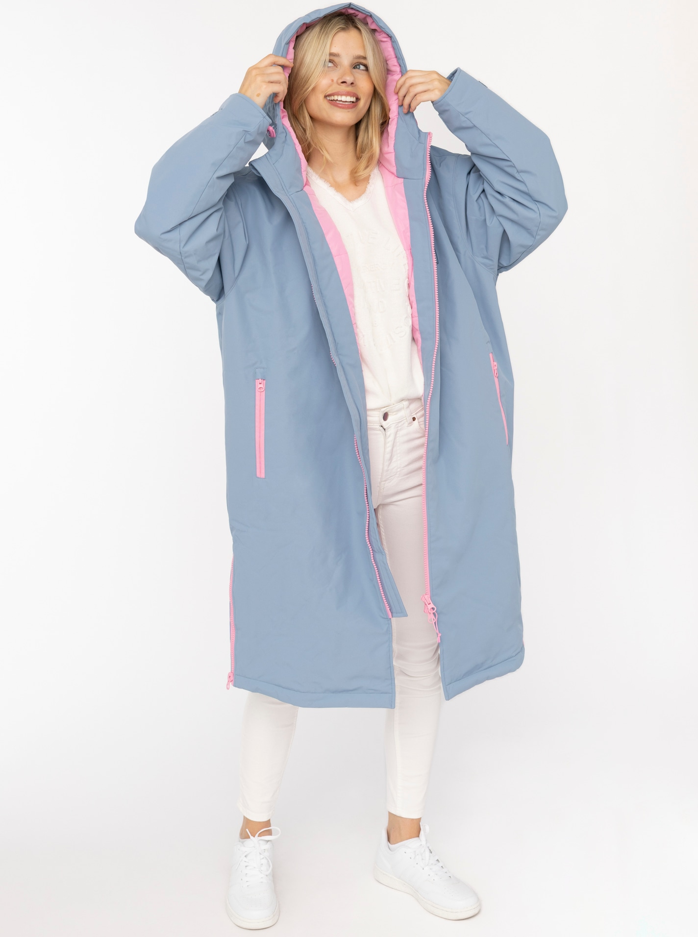 Zwillingsherz Kurzmantel »"Oversize Windjacke ZH"« Kapuze, Reißverschluss, seitliche Taschen, leicht wattiert