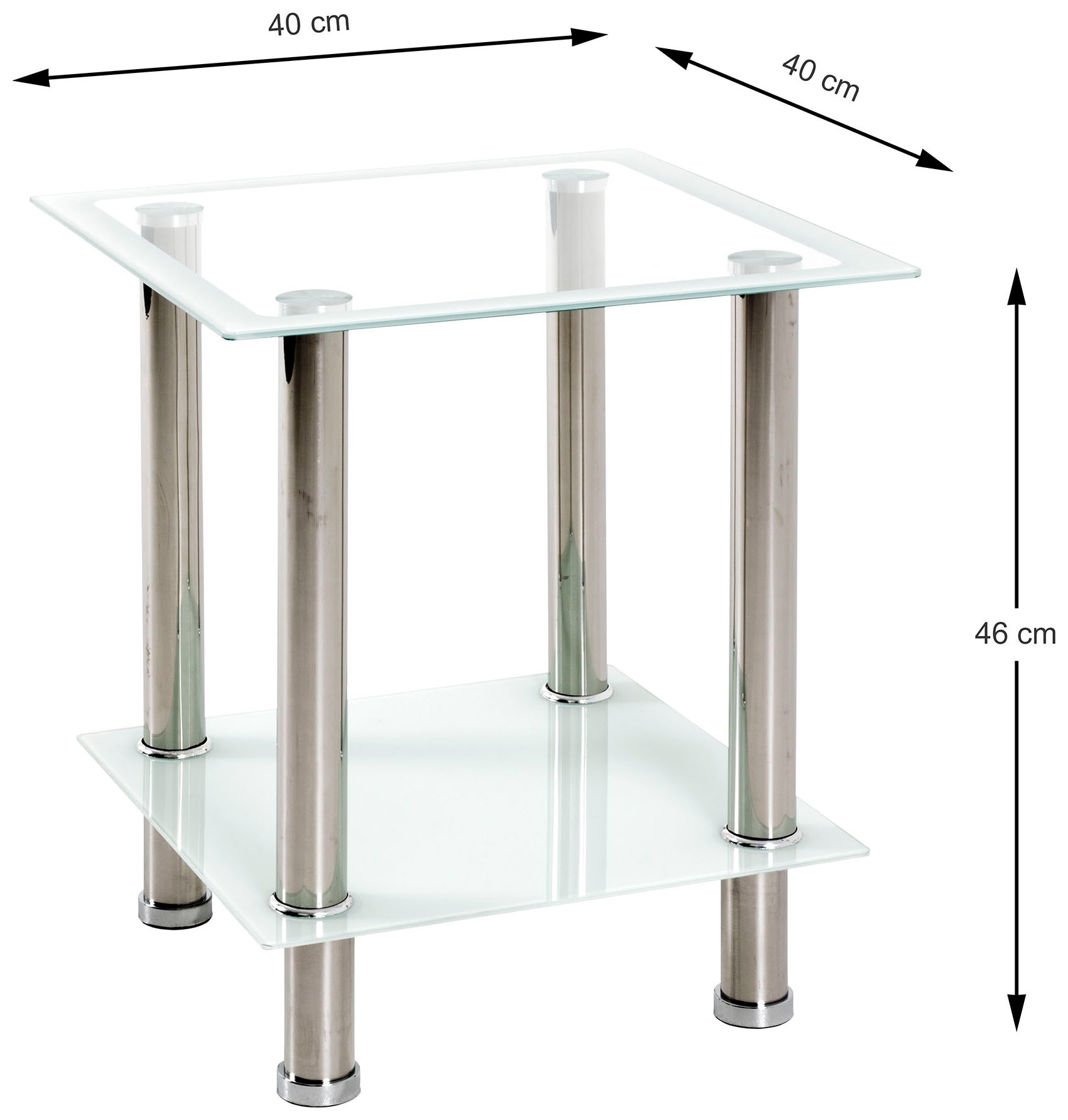 HAKU Beistelltisch »Sofatisch, Wohnzimmertisch« 1 Stk. tlg. quadratisch - aus Edelstahl Silber B/T/H 40/40/46 cm