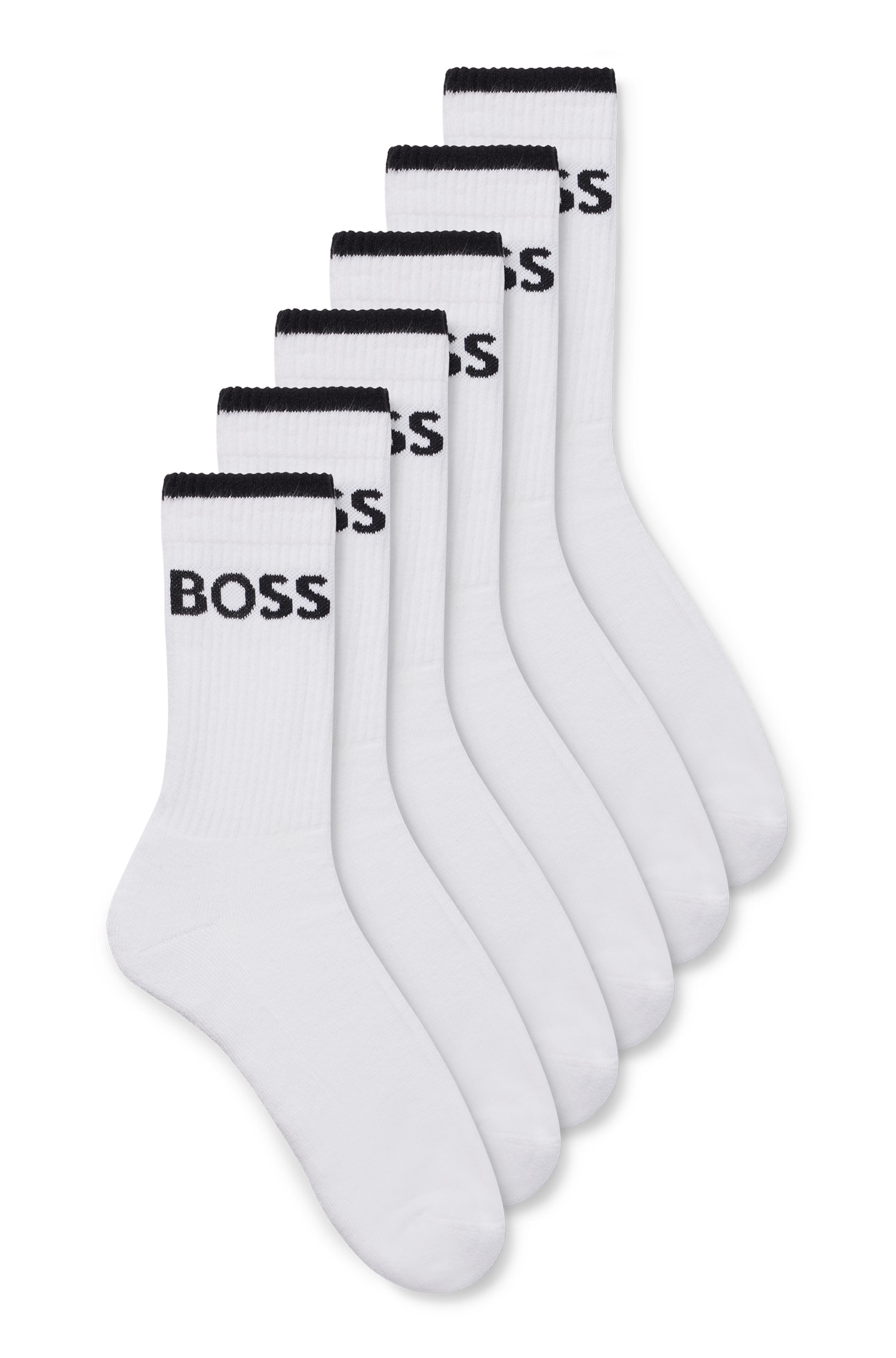 BOSS Businesssocken »6P QS Stripe CC«, (Packung, 6 Paar, 6er), mit BOSS Schriftzug
