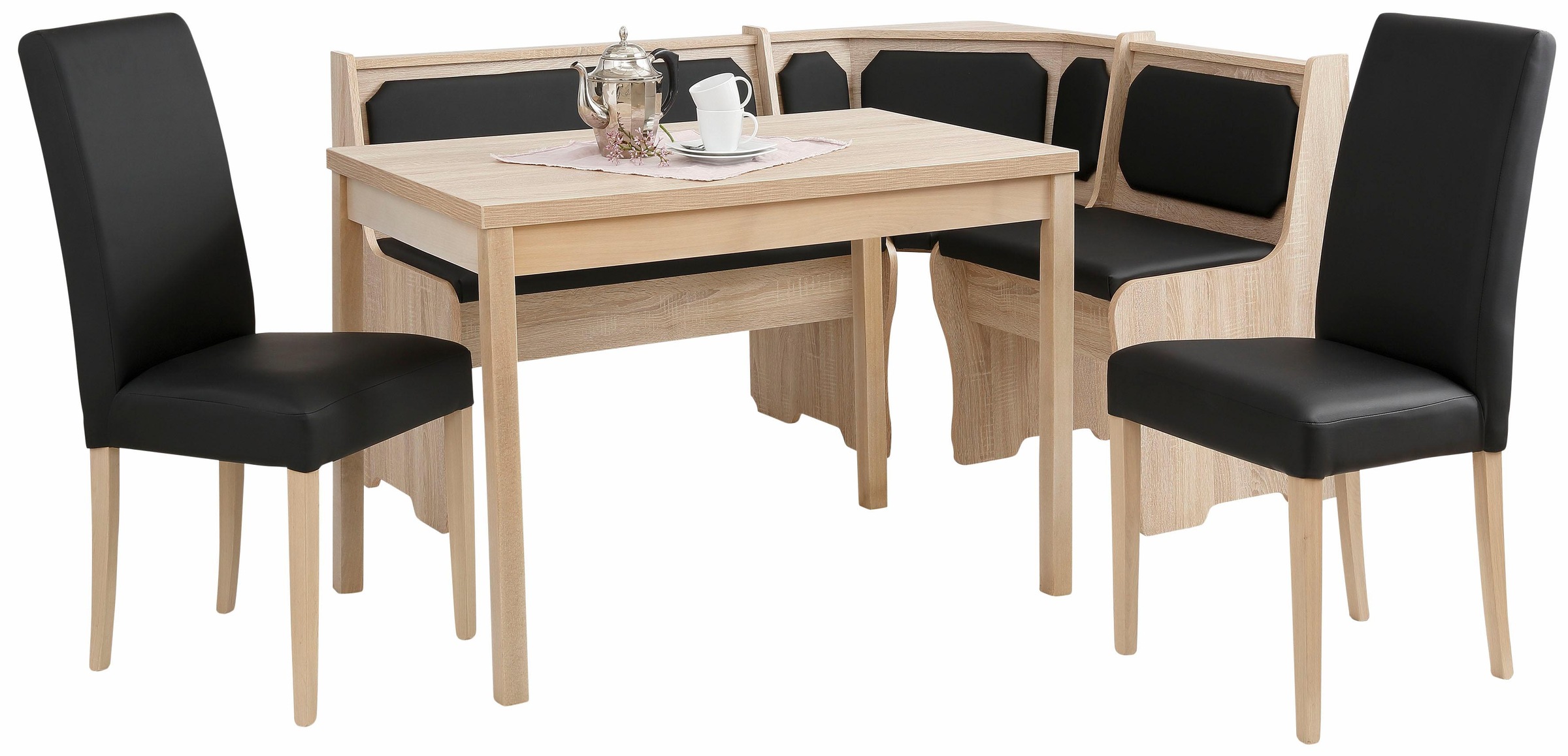 HOME AFFAIRE Essgruppe »Spree« Set, 5 Stk. tlg. bestehend aus Eckbank, Tisch und 2 Stühlen sonomafarben/schwarz +