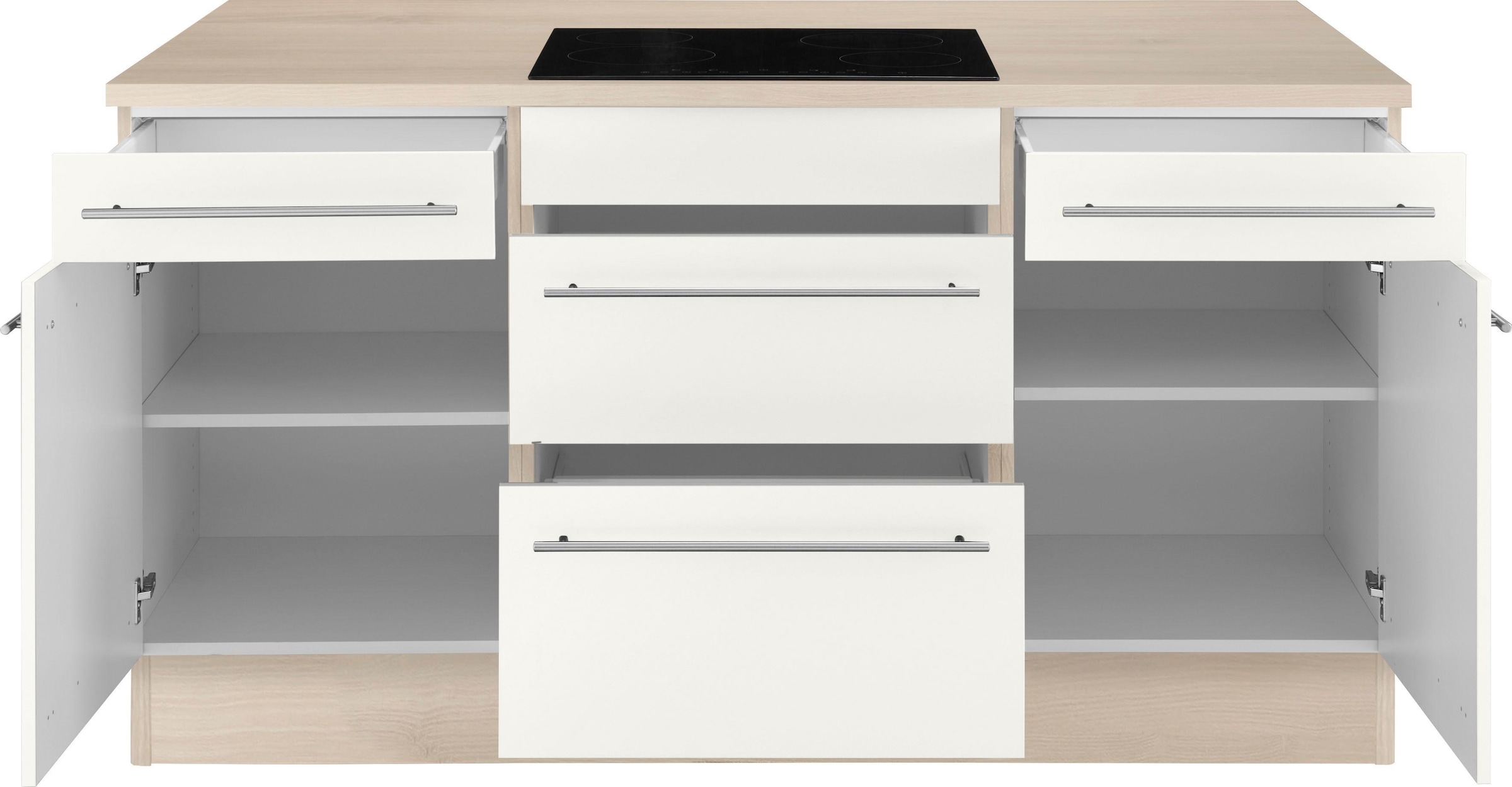 OPTIFIT Kücheninsel »Bern«, Stellbreite 160x95 cm mit höhenverstellbaren Füßen, mit Metallgriffen