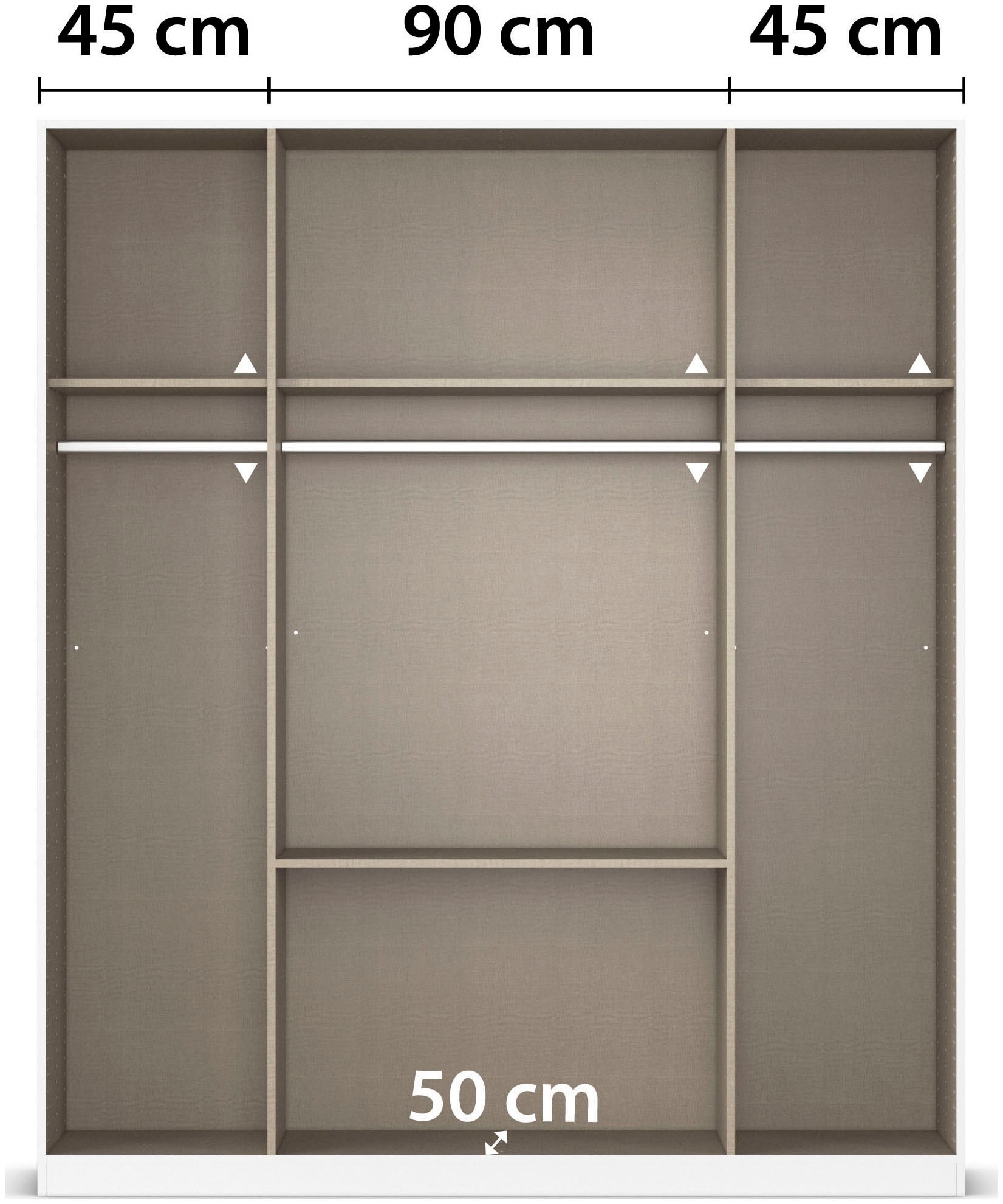 rauch Kleiderschrank »Schrank Drehtürenschrank Ankleide Garderobe Schlafzimmer MOSBACH« Breiten: 181/226/271 cm, Höhe 210 cm,  mit Spiegel und farblich abgesetzten Schubladen MADE IN GERMANY