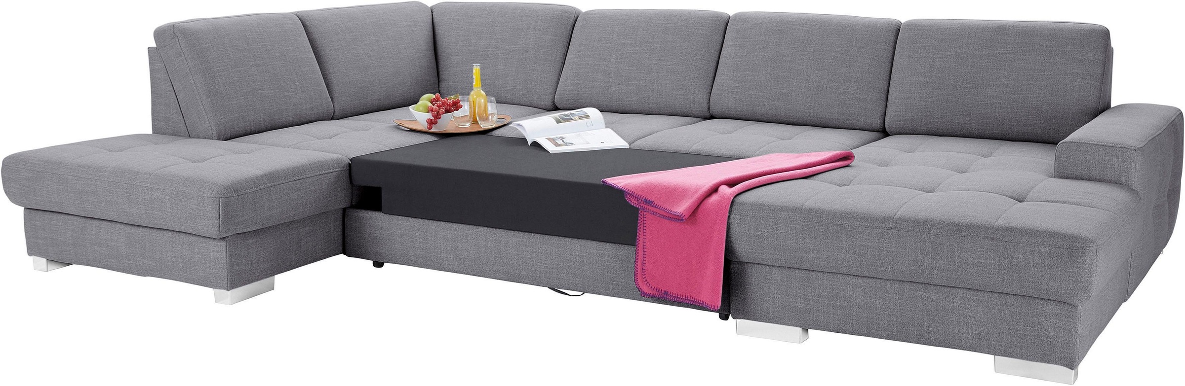 sit&more Wohnlandschaft »Santorini U-Form«, mit Federkern und Sitztiefenverstellung, wahlweise mit Bettfunktion