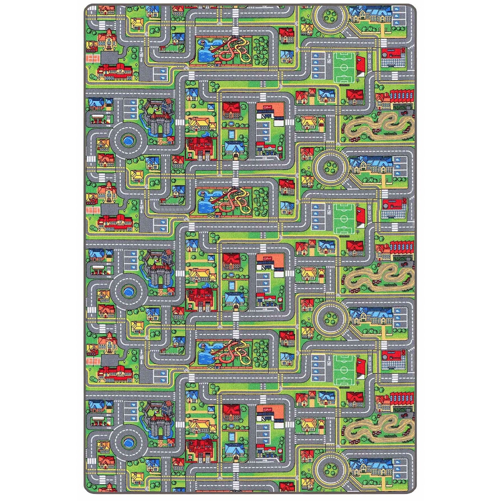 Primaflor-Ideen in Textil Kinderteppich »STREETS«, rechteckig, 5 mm Höhe, Straßen-Spiel-Teppich, Straßenbreite ca. 9 cm, Kinderzimmer