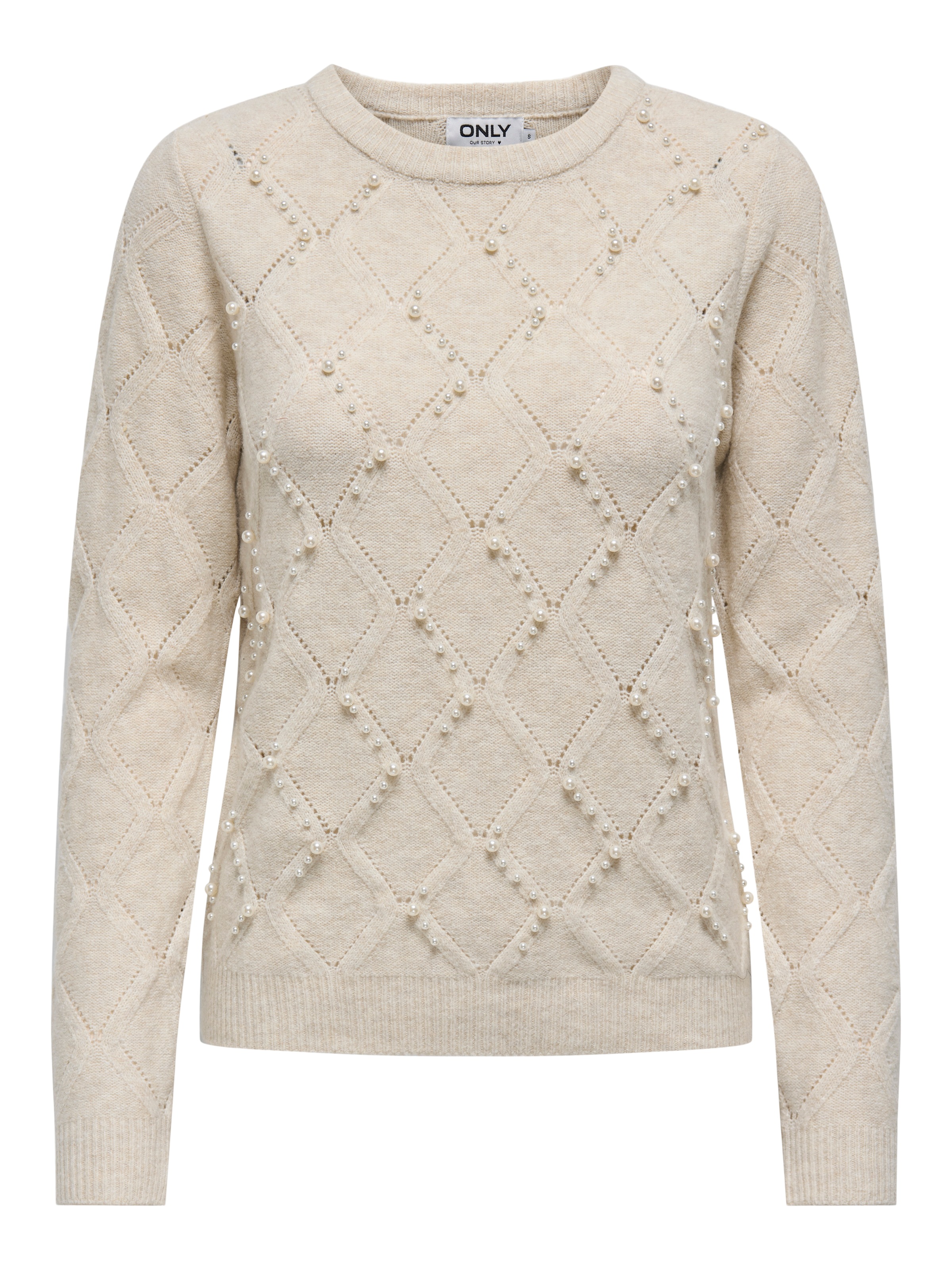 ONLY Rundhalspullover »ONLLIANA LIFE LS PEARL O-NECK CC KNT«