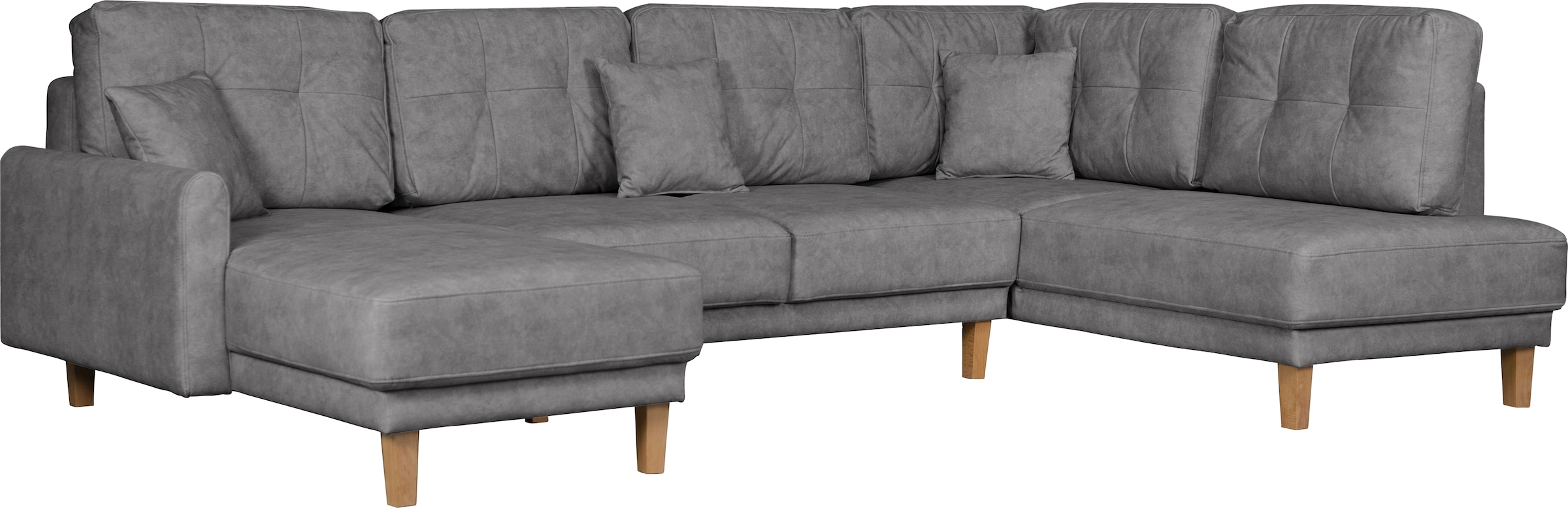 Home affaire Wohnlandschaft »TRIPLO U-Form wahlweise mit Schlaffunktion, B/T/H: 310/192/90 cm«, Schlafsofa, auch mit Bettkasten, Steppung im Rückenkissen