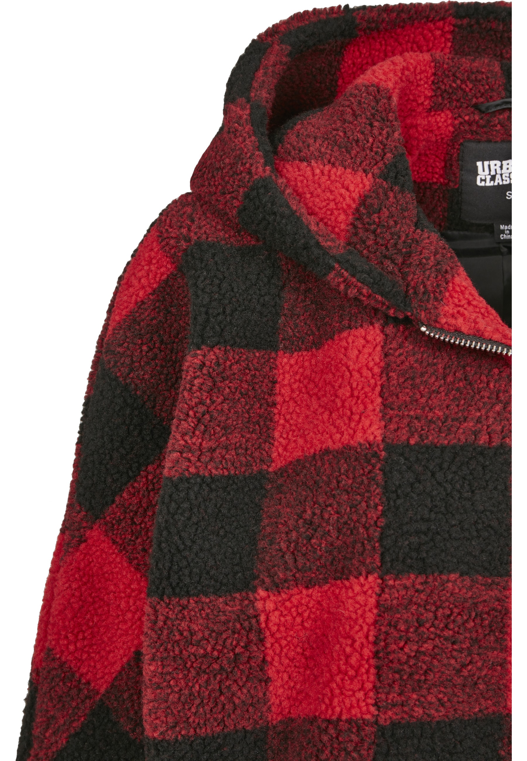 URBAN CLASSICS Winterjacke »Urban Classics Damen Ladies Hooded Oversized Check Sherpa Jacket« 1 Stk. tlg. mit Kapuze