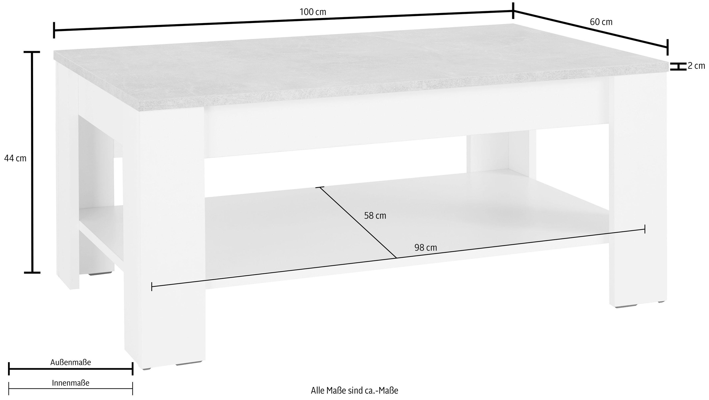 Homexperts Couchtisch »Zabona«, mit Ablageboden