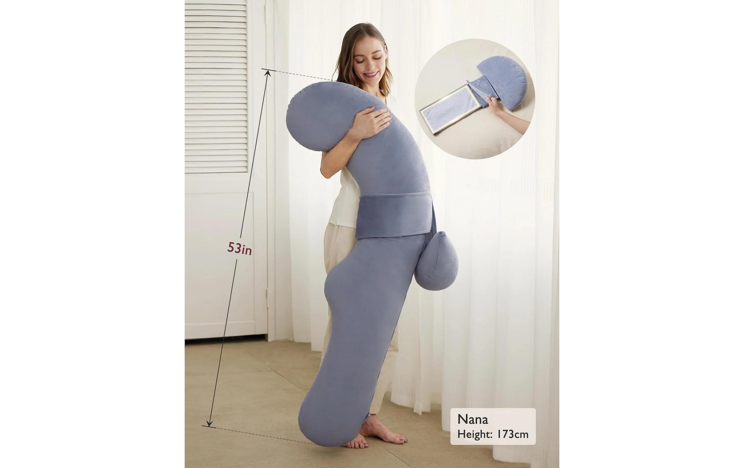 Momcozy Stillkissen »F-förmiges Schwangerschaftskissen Samt, 148 x 78 cm«