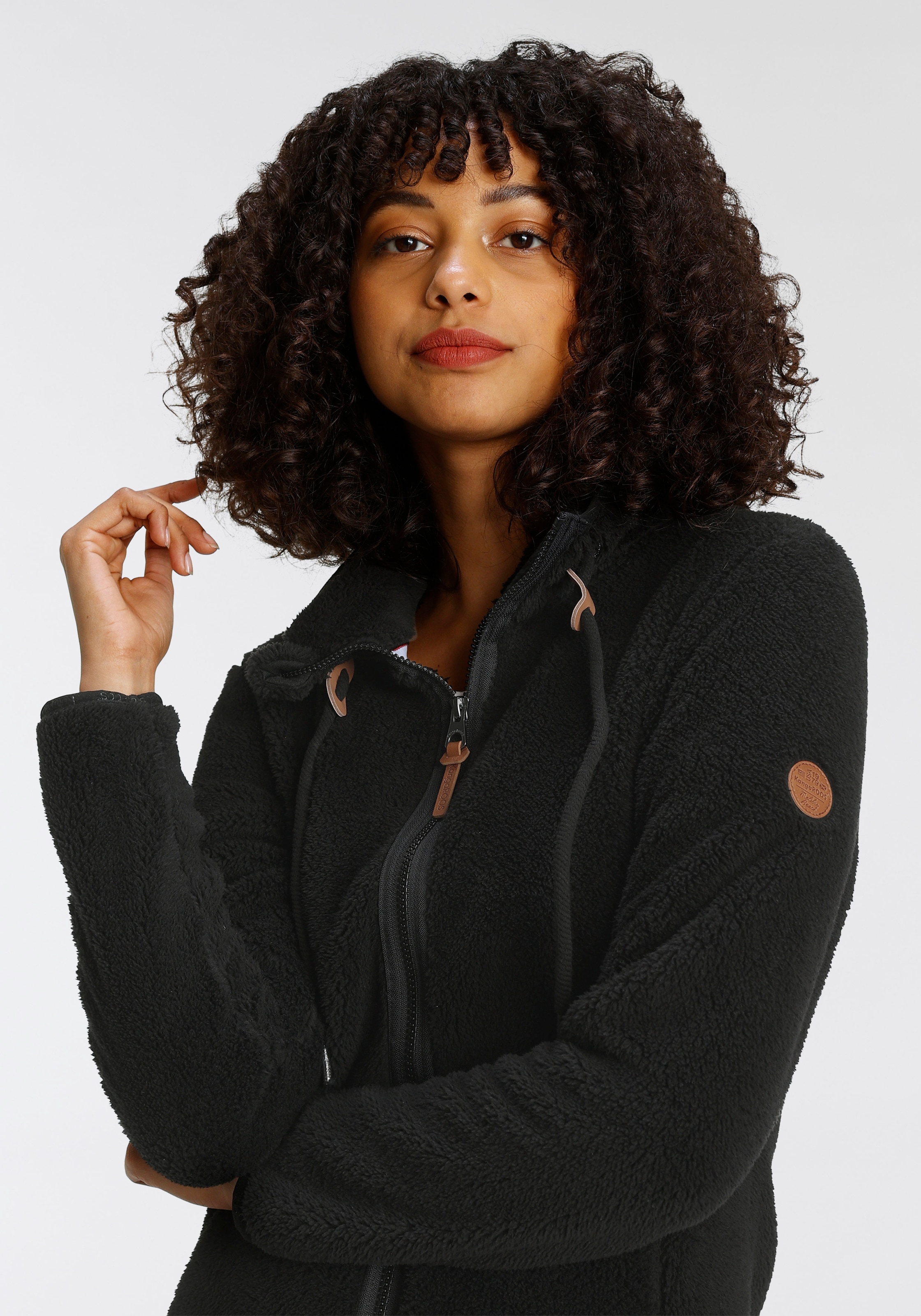 KangaROOS Sweatjacke, aus flauschigem Teddy-Fleece