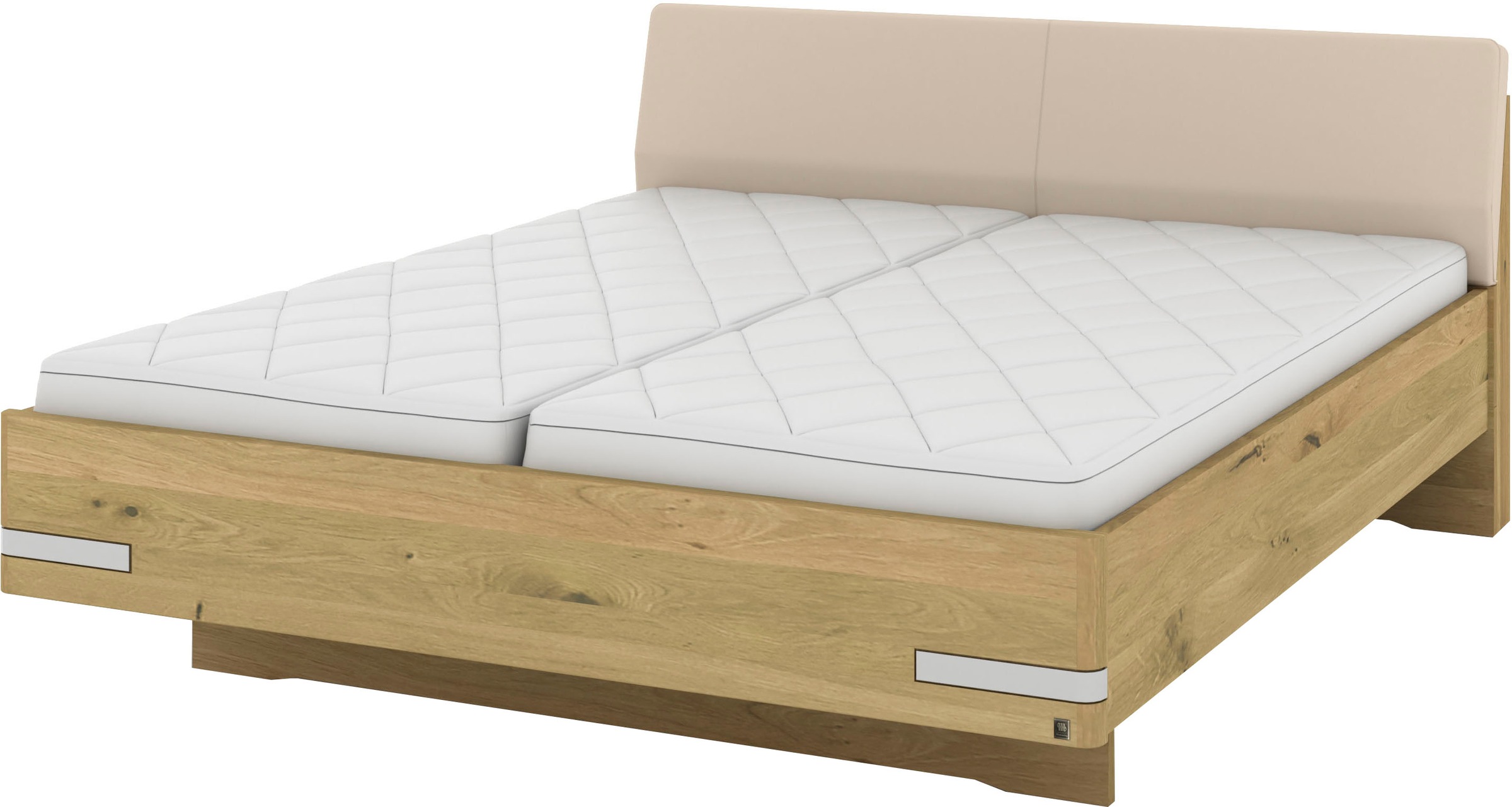 Musterring Holzbett »Savona«, (Belastbarkeit 220 Kg, 4-fache Liegehöhenverstellung, MADE IN GERMANY), Kopfteil Kunstleder Champagner, Details in Chrom, verschiedene Größen