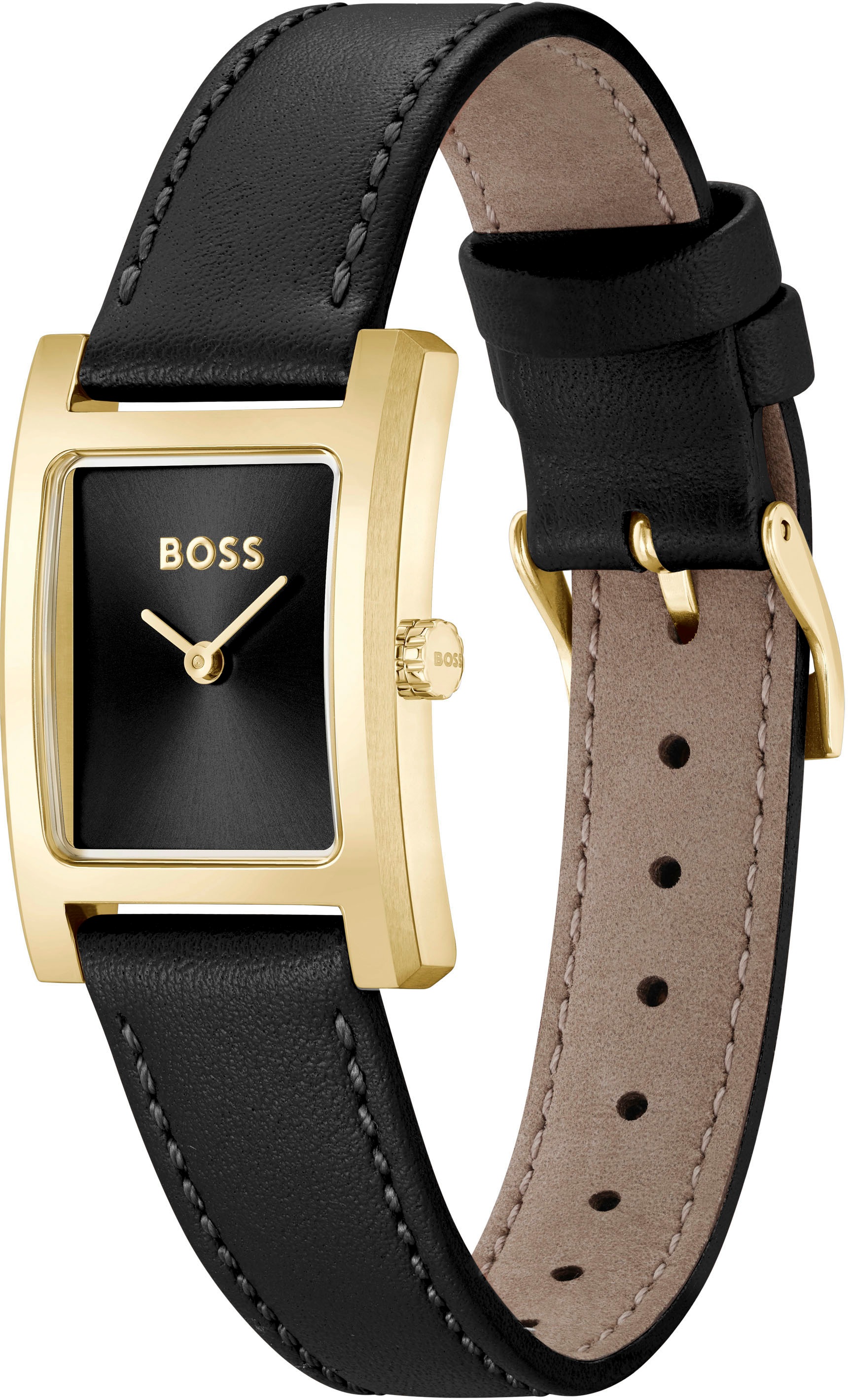 BOSS Quarzuhr »LUCY«, Damenuhr, Armbanduhr, analog, Lederarmband
