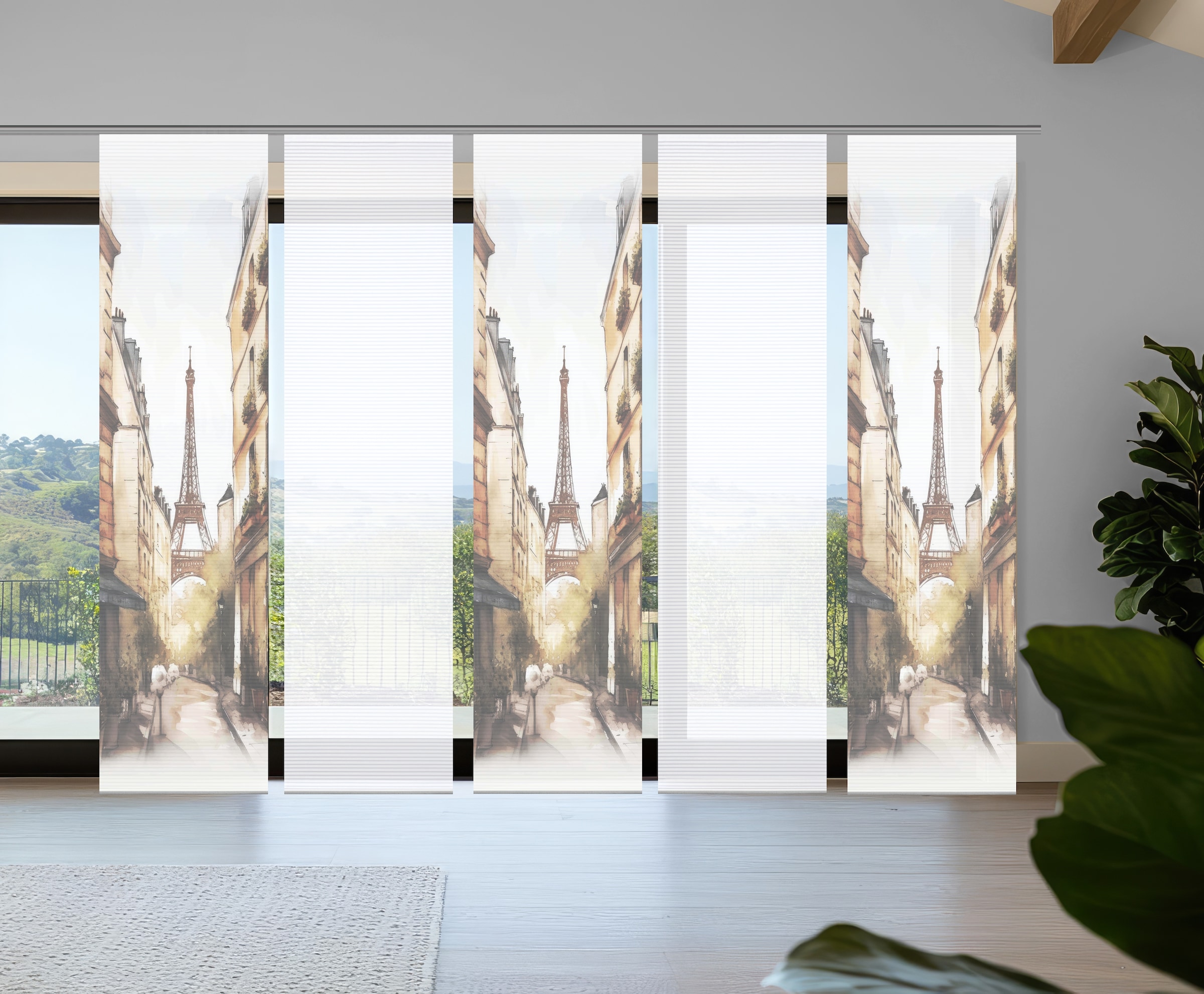 HOME in green Schiebegardine »FRANCQ« Paneelwagen 5 Stk. tlg. Bambusoptik, günstig online kaufen