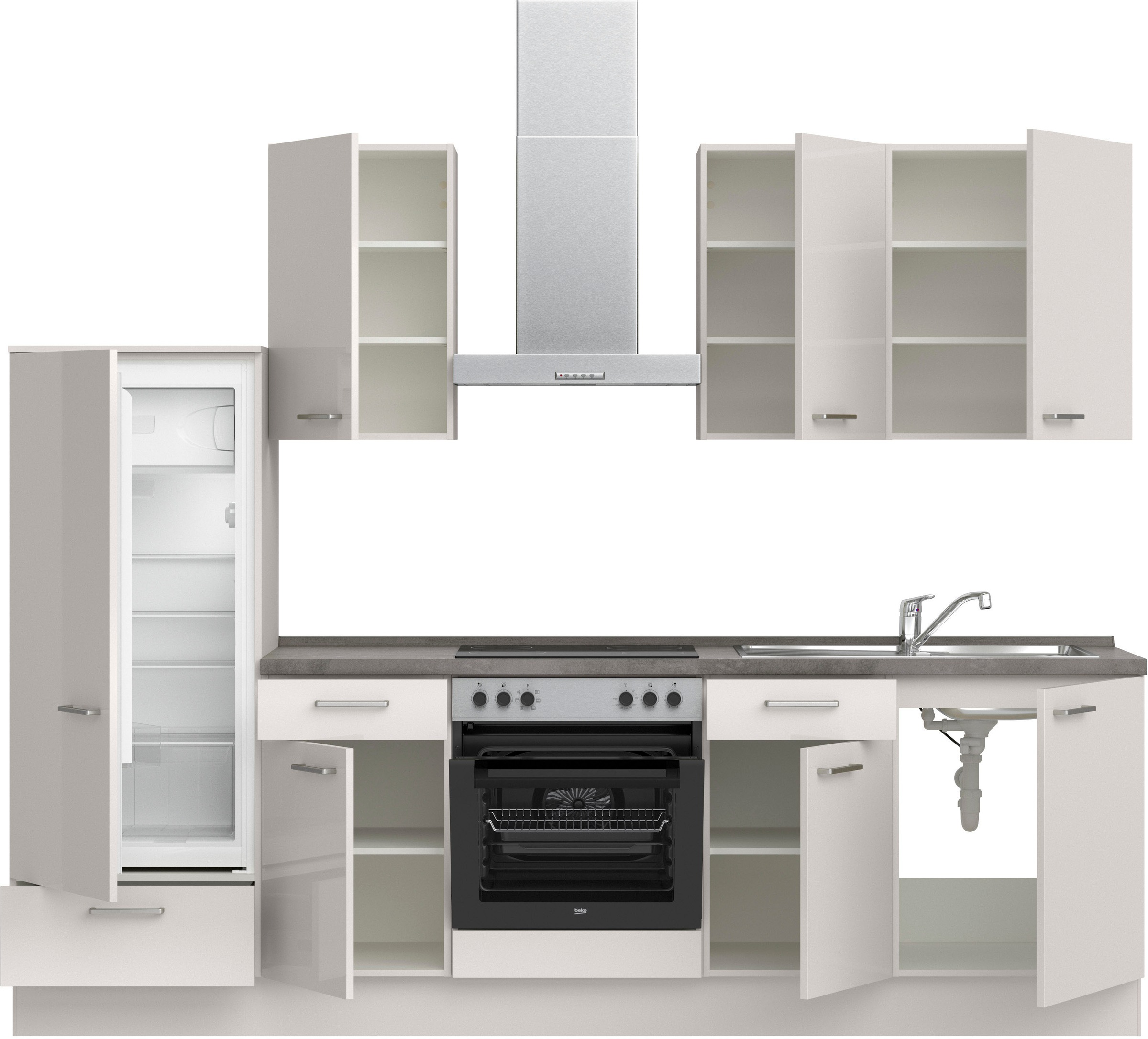 nobilia® Küchenzeile »"Flash I"« vormontiert, Ausrichtung wählbar, Breite 270 cm, wahlw. mit E-Geräten