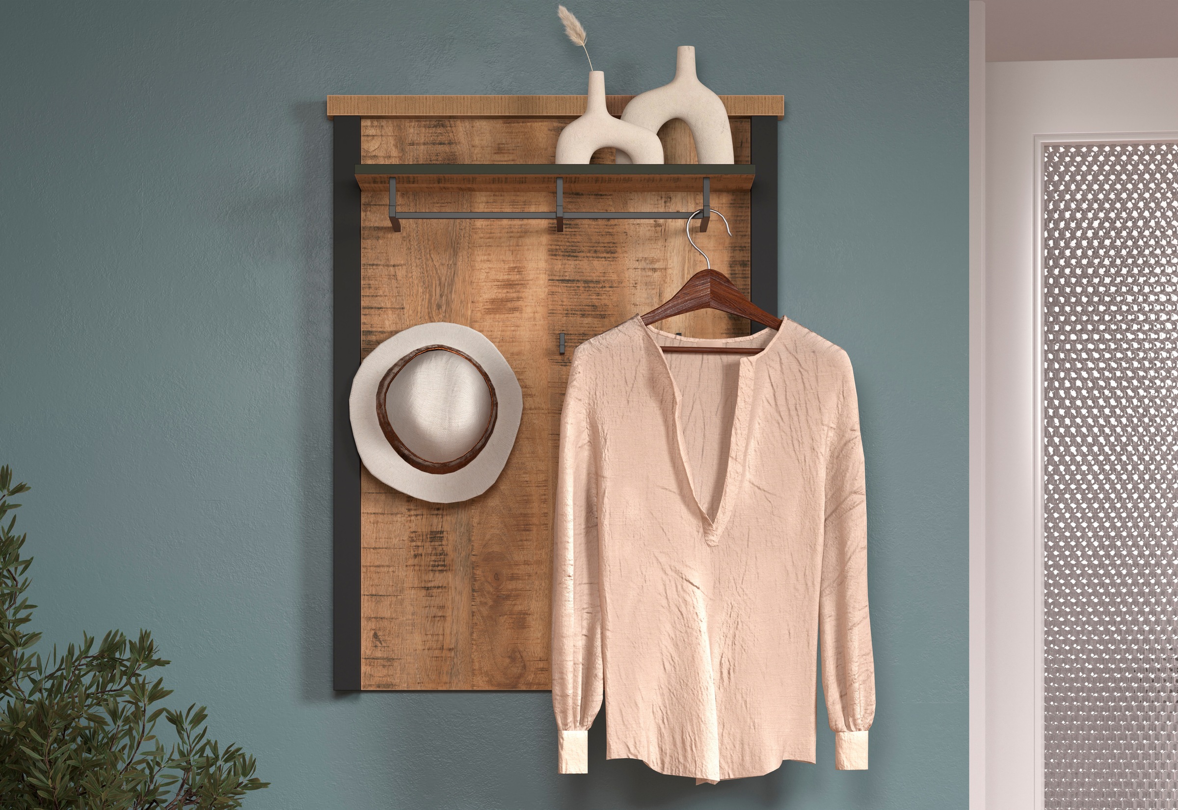 Home affaire Garderobenpaneel »Elda« 1 Stk. tlg. Wandpaneel mit Ablage, 1 K günstig online kaufen