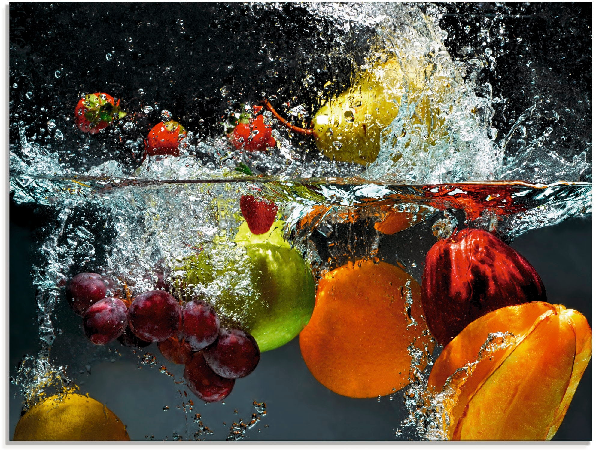 Artland Glasbild "Spritzendes Obst auf dem Wasser", Lebensmittel, (1 St.), günstig online kaufen