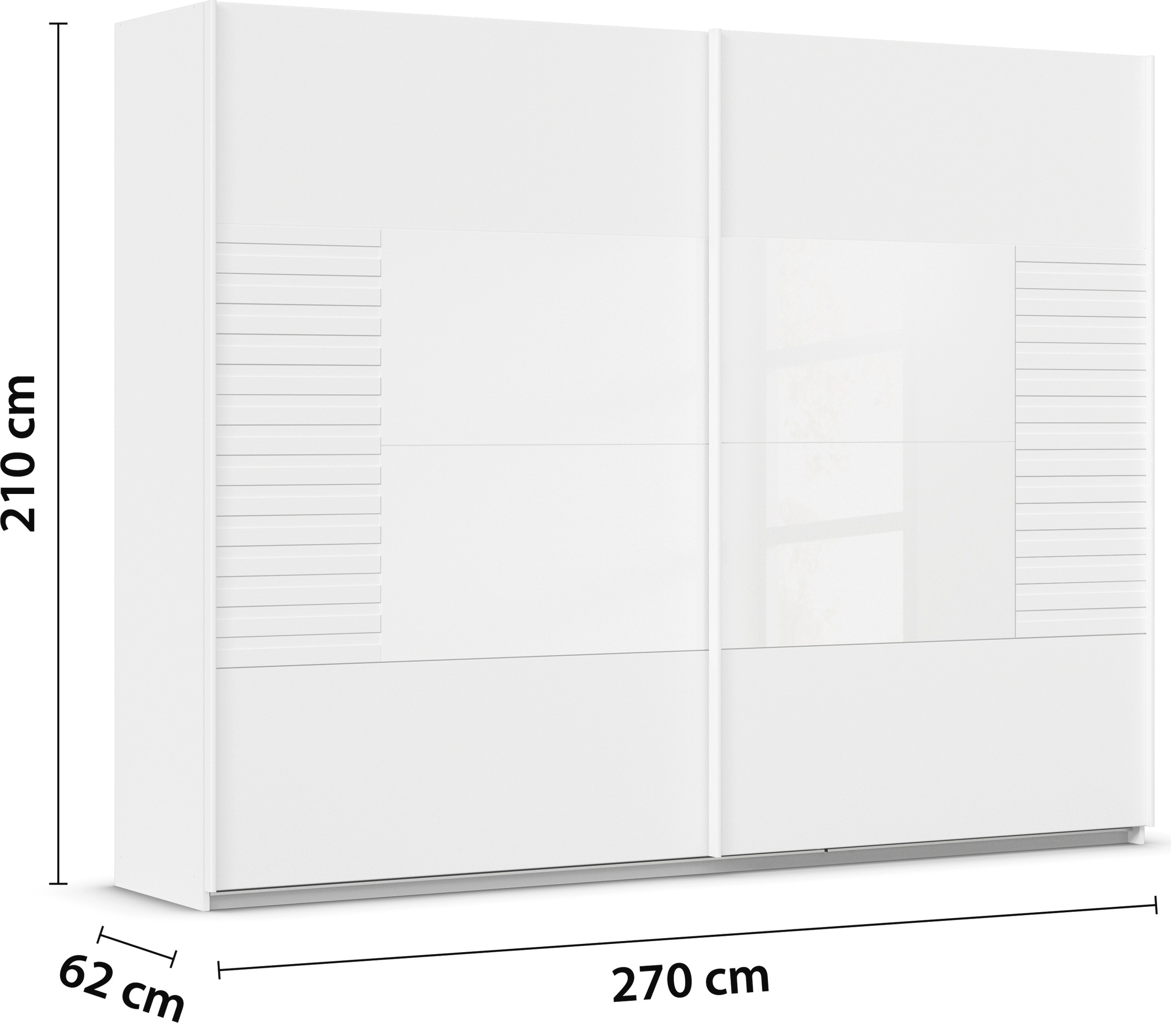 rauch Schwebetürenschrank »Kleiderschrank Schrank Garderobe Schlafzimmerschrank RUGA«, Auflagen in moderner Lamellen-Optik, mit Glasauflagen MADE IN GERMANY